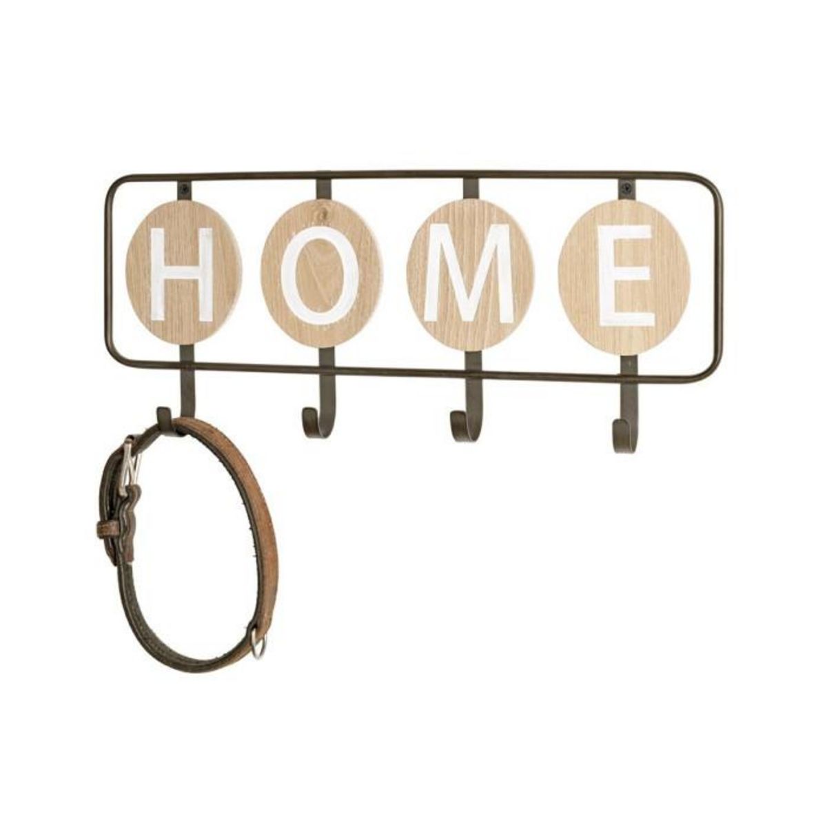 Paris Prix Patère Murale 4 Crochets  Home  50cm Noir & Chêne