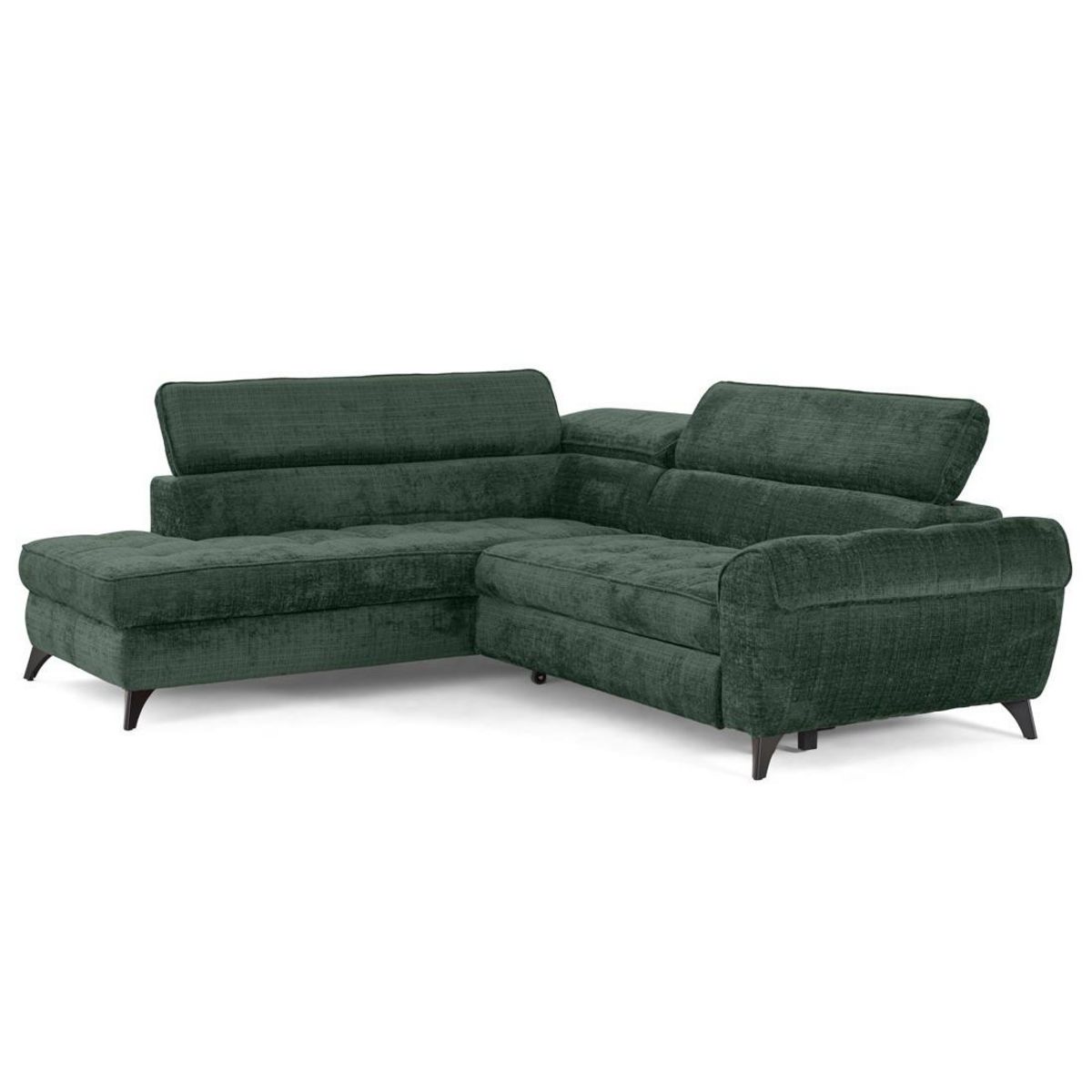 LISA DESIGN Marlo - canapé d'angle gauche 5 places convertible avec coffre et têtières en velours texturé