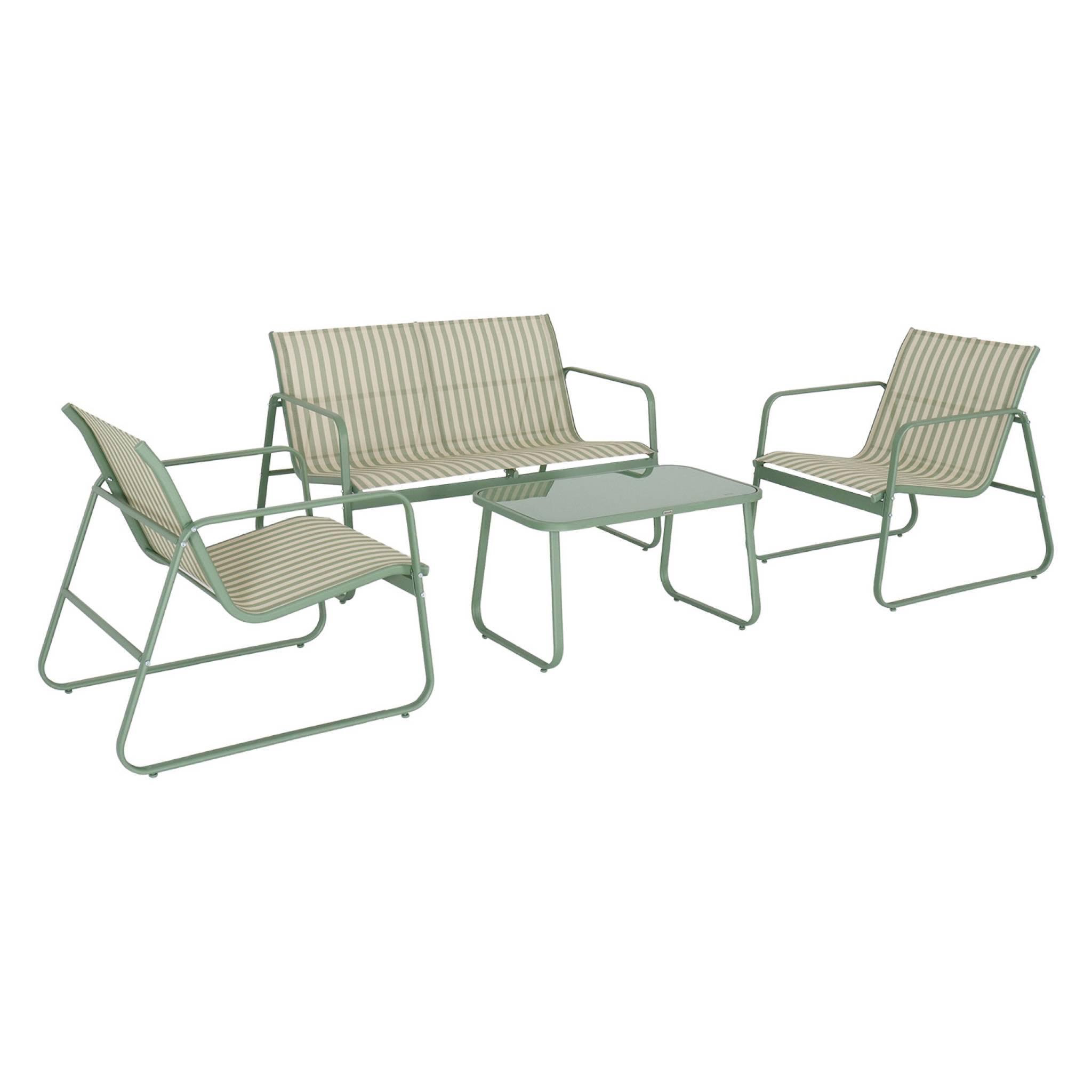 Voir la diapositive 1 : SWEEEK Salon de jardin en métal  et textilène pour 4 personnes, design