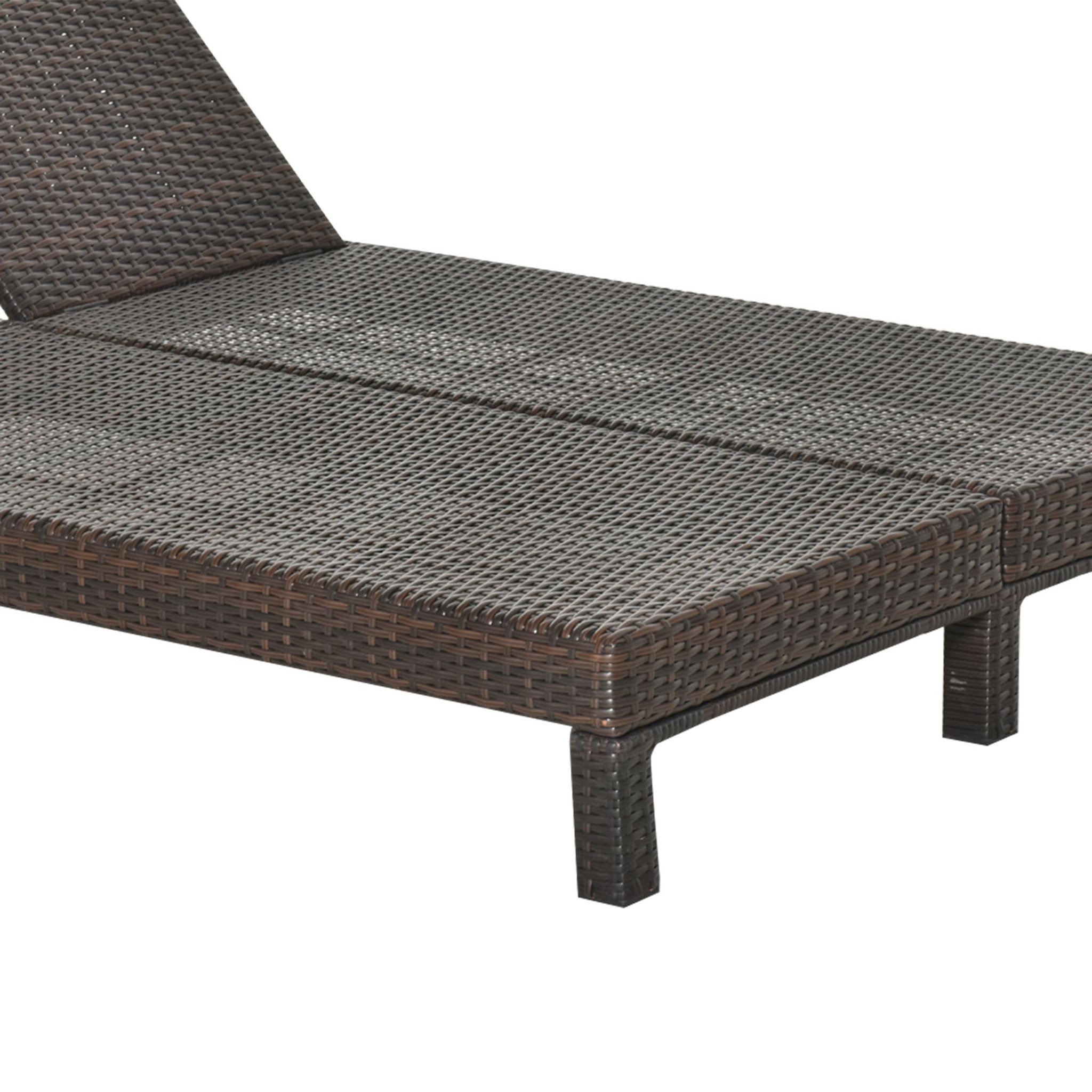 Voir la diapositive 6 : OUTSUNNY Bain de soleil transat 2 places - grand confort - dossier inclinable multi-positions - matelas fournis - résine tressée chocolat