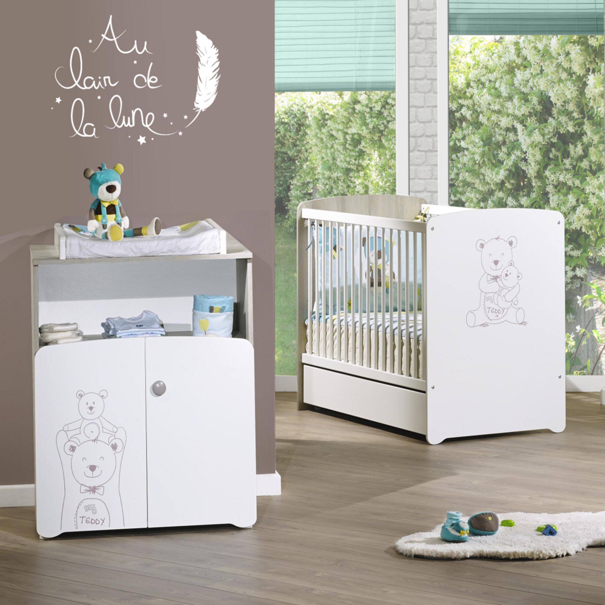 BABY PRICE Ensemble Lit bébé 60x120 cm + commode TEDDY