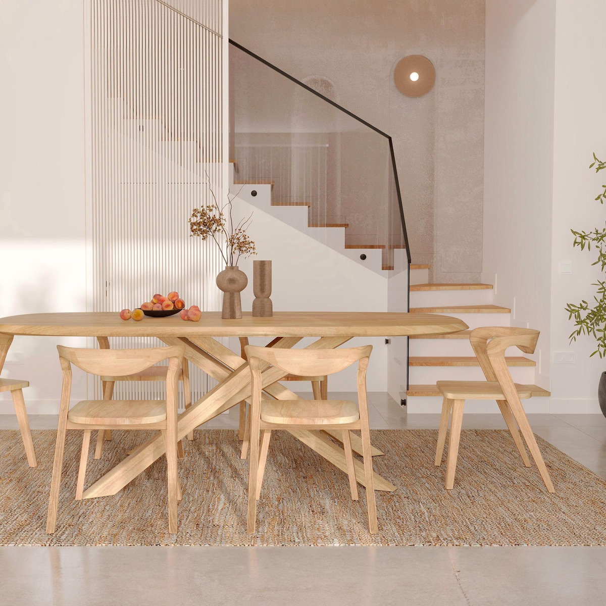 Rendez vous déco Table rectangulaire en bois d'hévéa massif clair 10 personnes-Aladin
