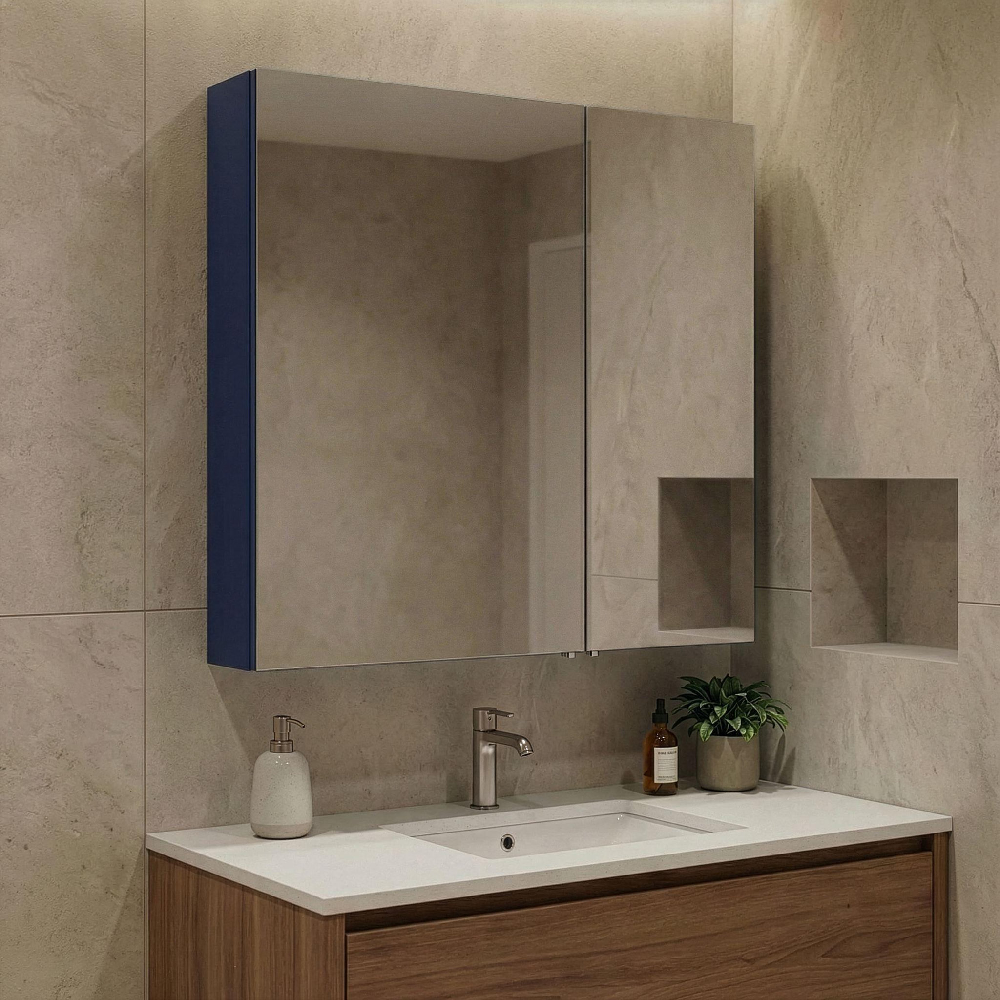 Voir la diapositive 2 : Habitat et Jardin Meuble salle de bain avec miroir  bari 60  - 60 x 16 x 66 cm - matte navy blue
