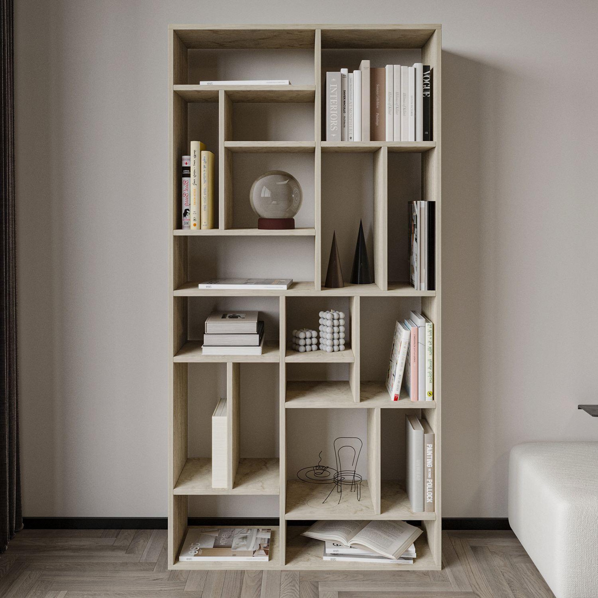 Voir la diapositive 2 : Habitat et Jardin Bibliothèque en bois  nicola  - 90 x 30 x 180 cm - travertin
