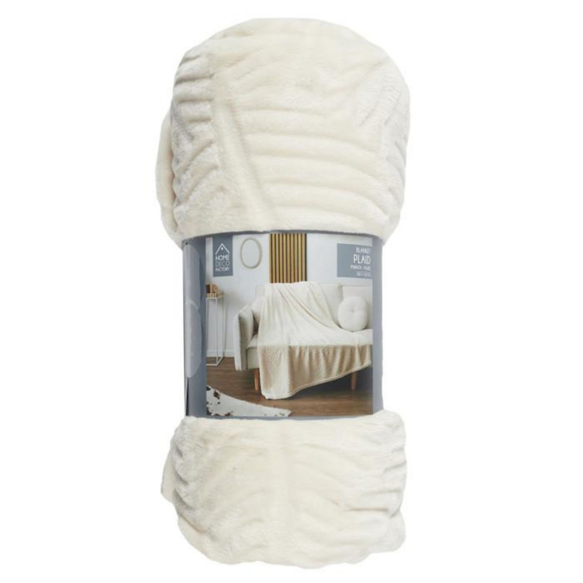 Paris Prix Plaid Flanelle Embosse  Roméo  150x200cm Crème