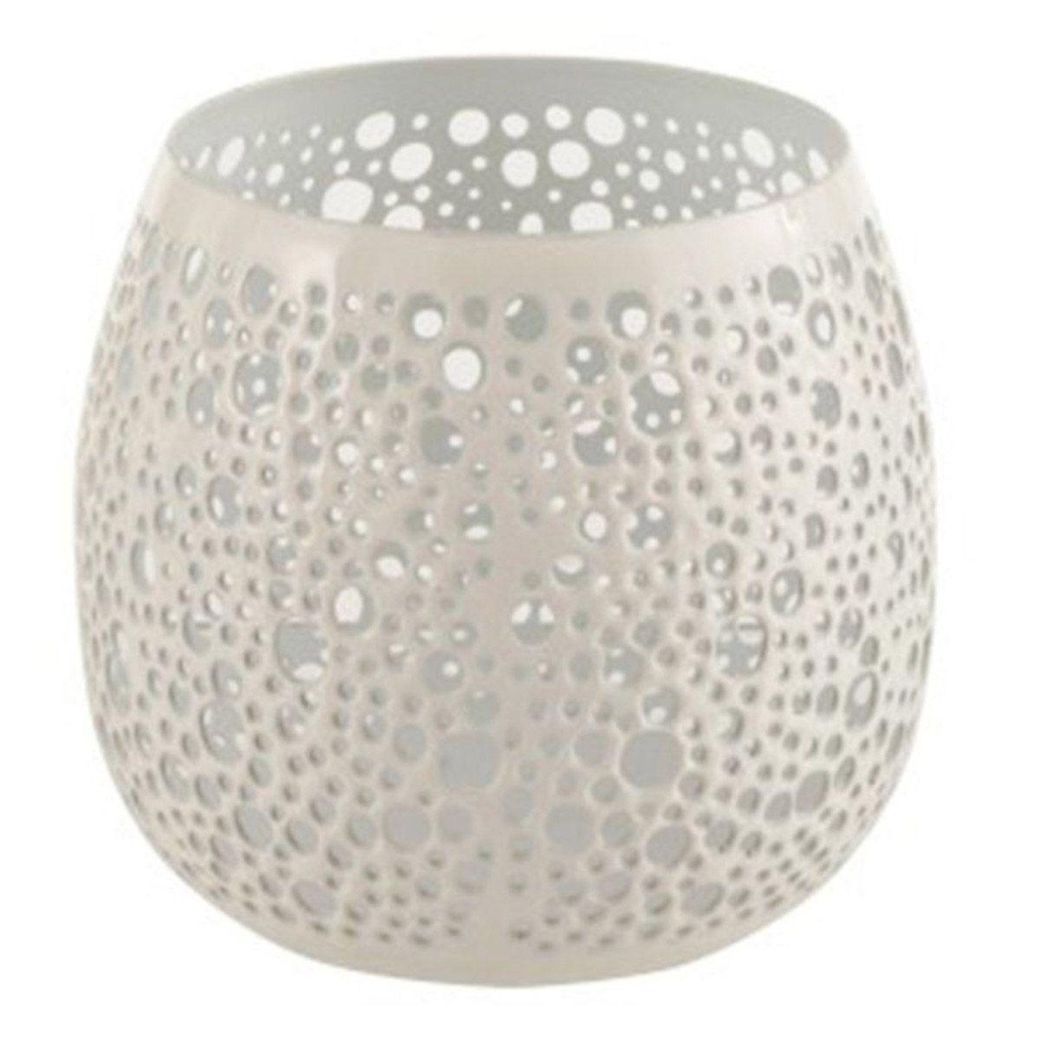 J-LINE Photophore Design en Métal  Perforé  12cm Blanc