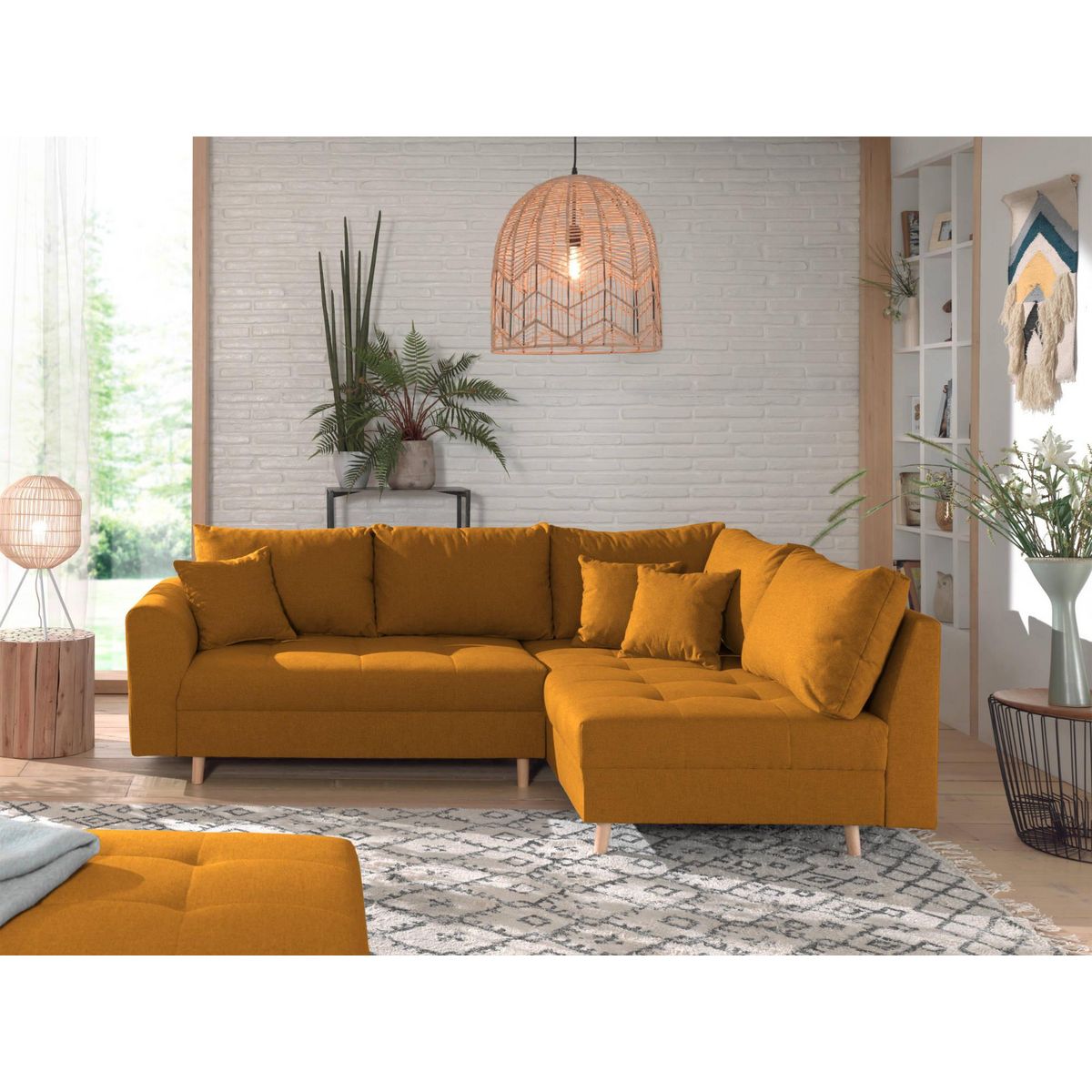 LISA DESIGN Rune - canapé d'angle - avec pouf d'appoint - 4 places - style scandinave - droit