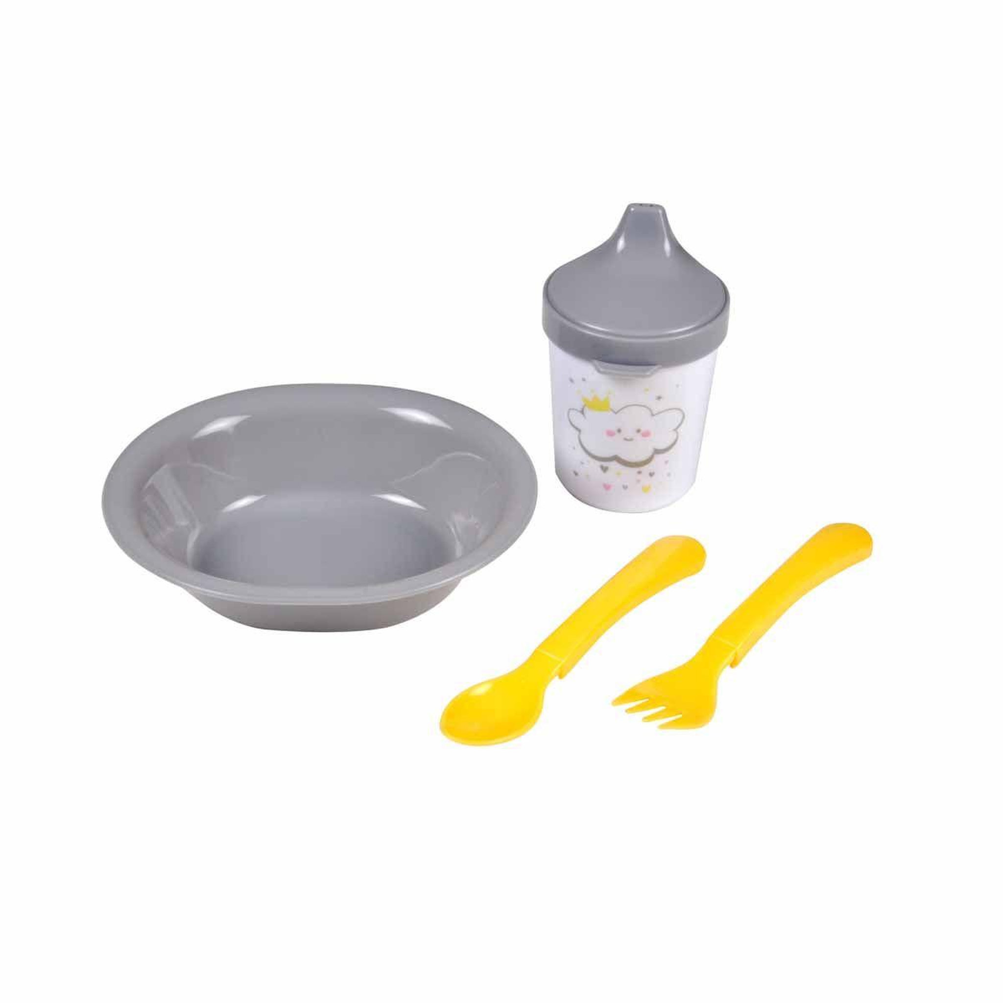 HOMEA Coffret repas 4 pièces pour bébé  ciel  gris