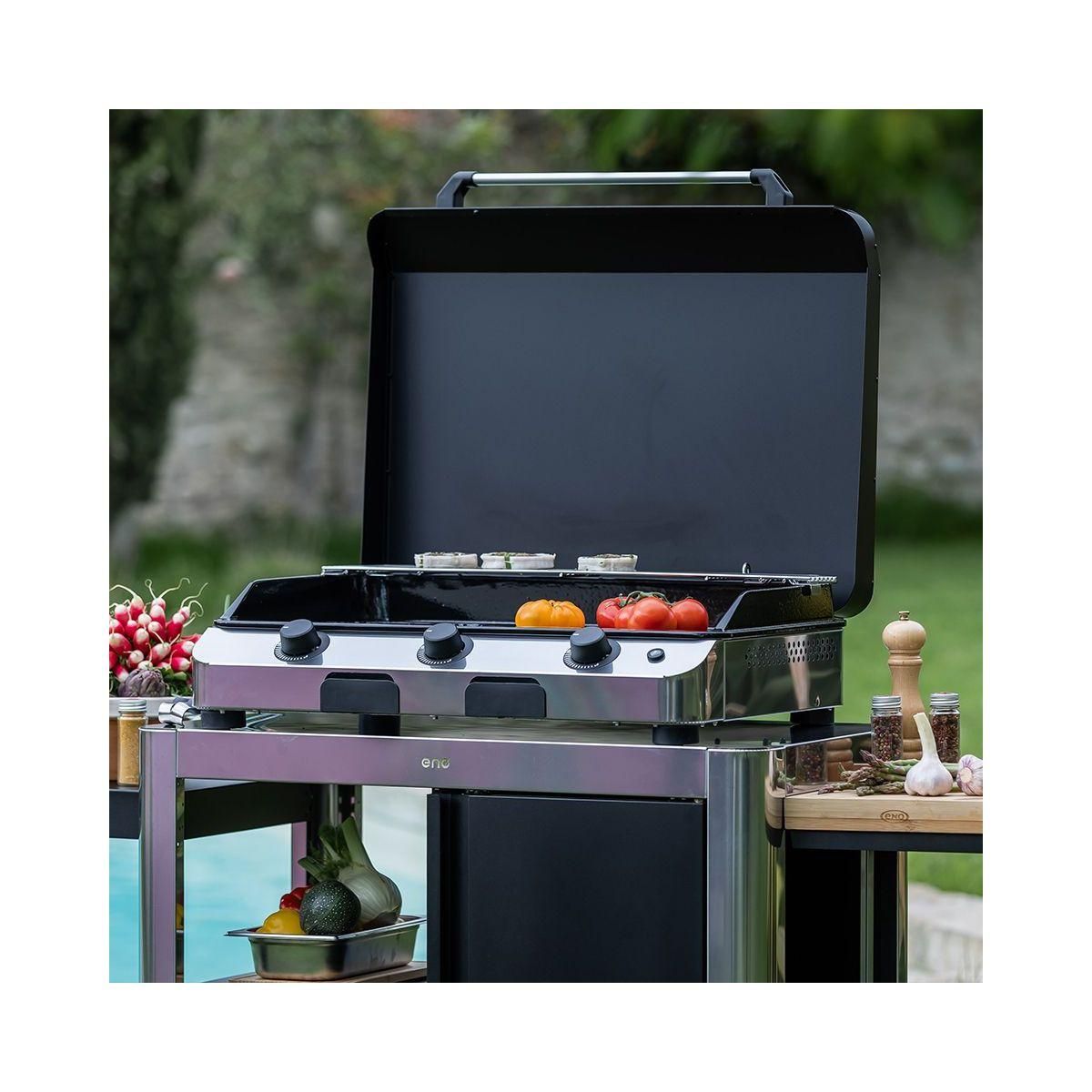 Eno Plancha gaz FUSION 75 cm Inox 3 brûleurs à poser, 70x40 cm