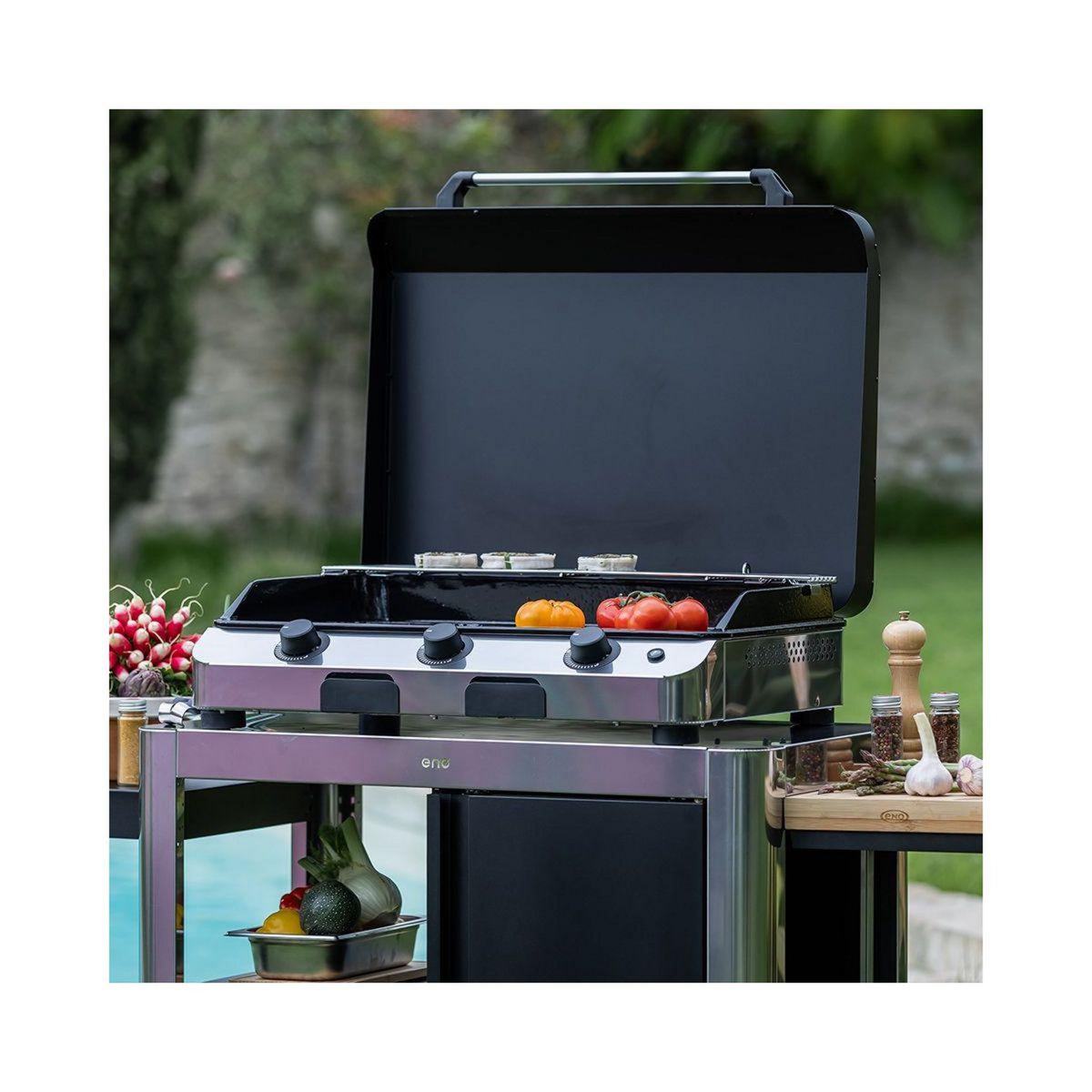 Eno Plancha gaz FUSION 75 cm Inox 3 brûleurs à poser, 70x40 cm