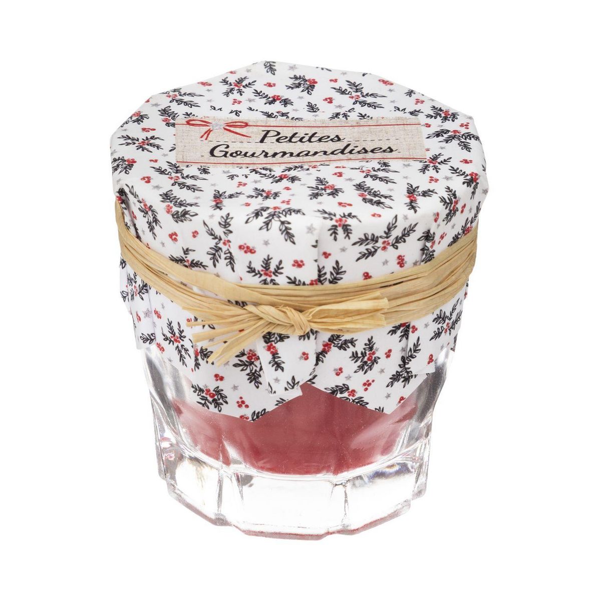 FEERIC LIGHT & CHRISTMAS Lot de 8 bougies parfumées, effet pot de confiture - Hauteur 5,50 cm - Rouge