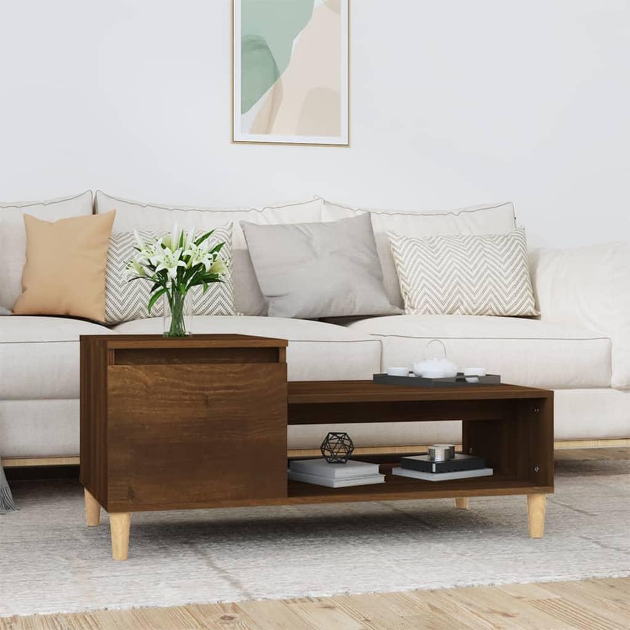 Voir la diapositive 1 : VIDAXL Table basse Chene marron 100x50x45 cm Bois d'ingenierie