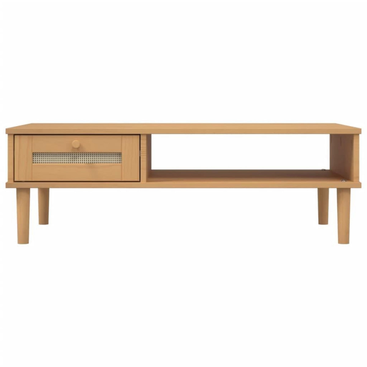 VIDAXL Table basse SENJA aspect rotin marron 100x55x33 cm bois massif