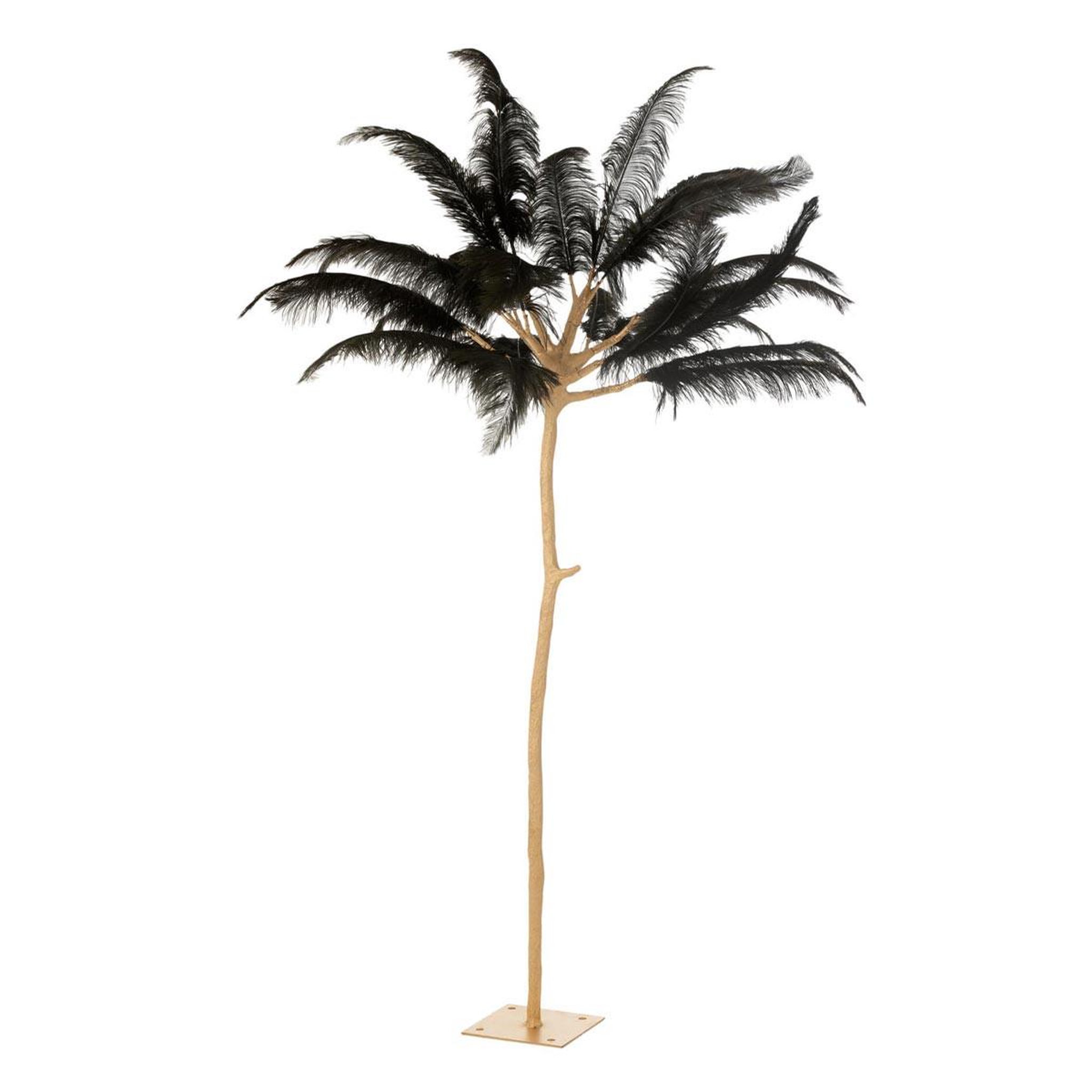 J-LINE Arbre déco en métal  plumes  190cm or & noir