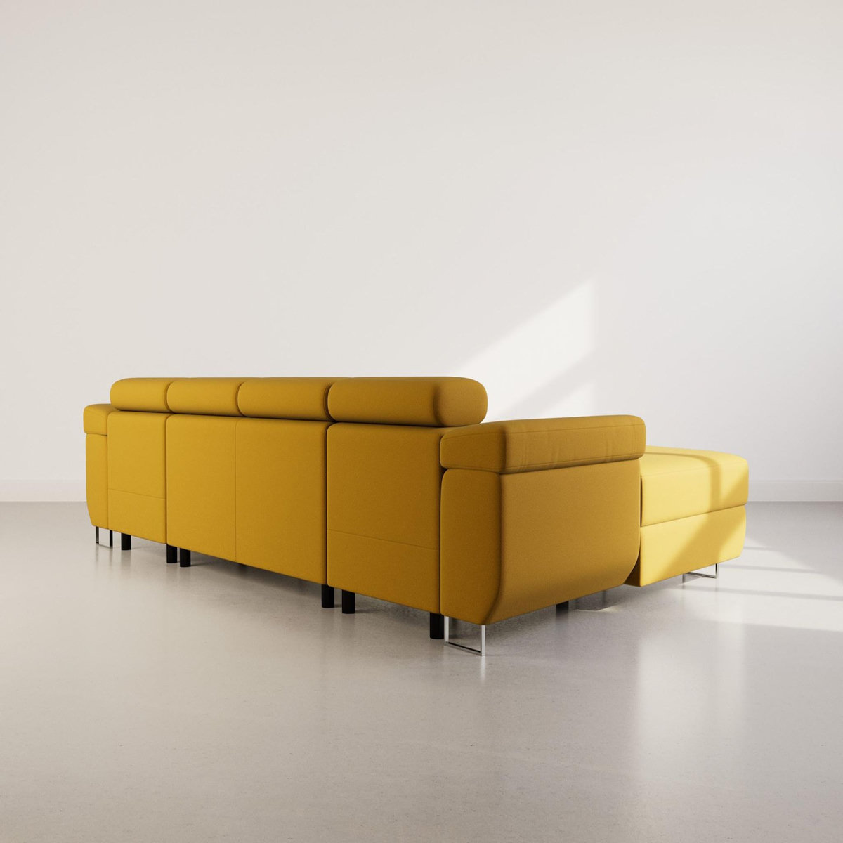 BEST MOBILIER Pablo - canapé panoramique en u - 7 places - convertible avec coffres et têtières réglables - en velours