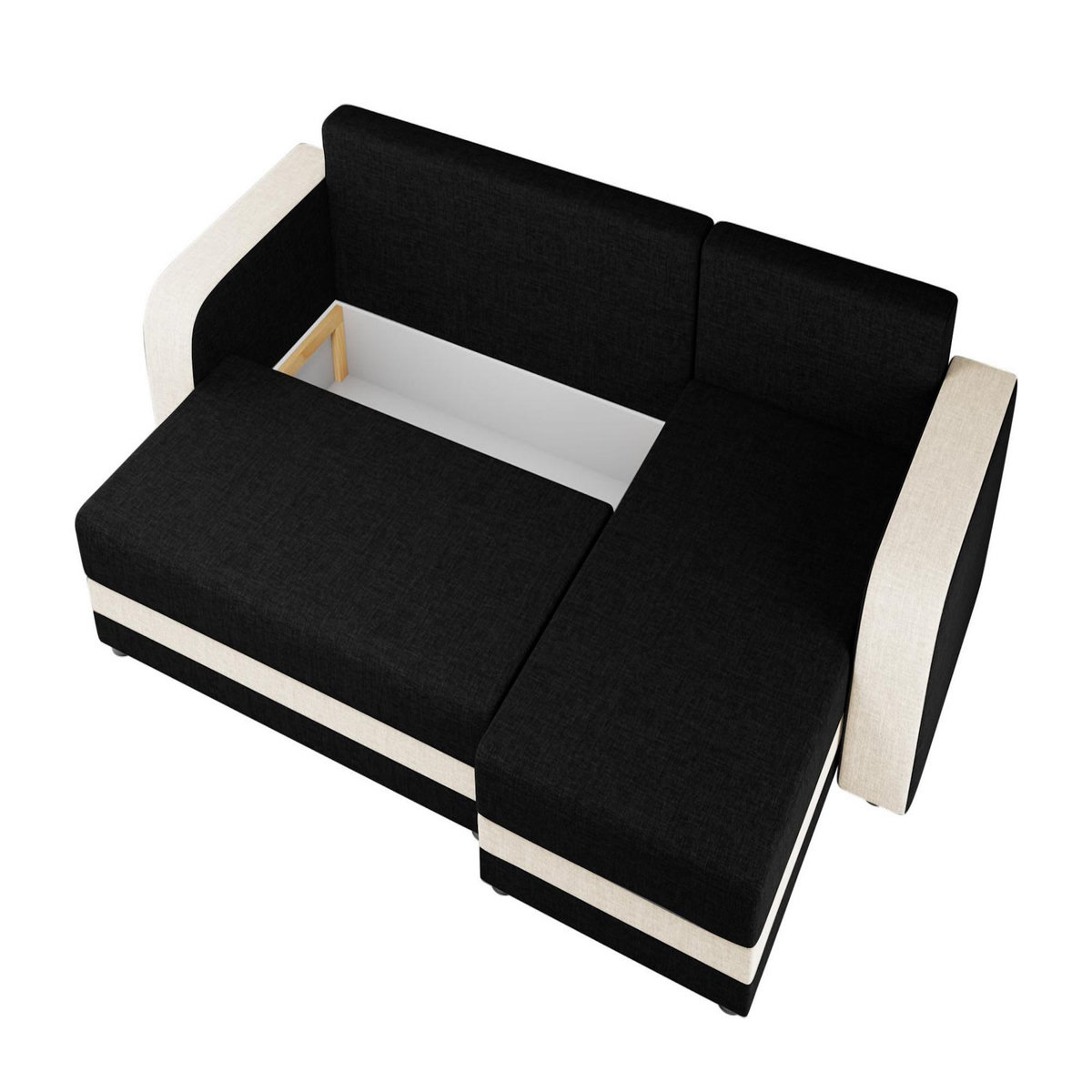 BEST MOBILIER Harvey - canapé d'angle réversible 4 places convertible avec coffre en tissu bicolore