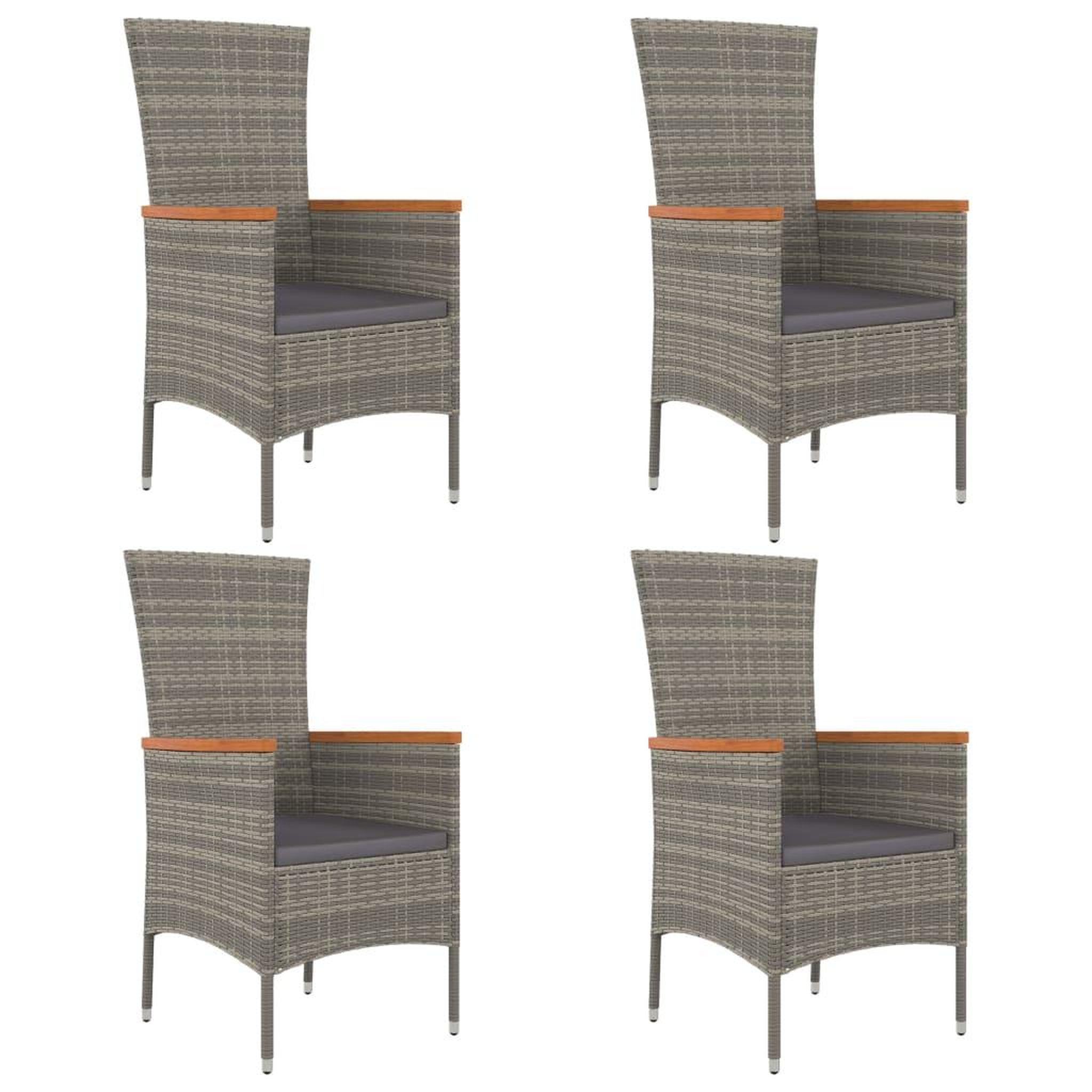 Voir la diapositive 4 : VIDAXL Ensemble a manger de jardin 5 pcs coussins gris resine tressee