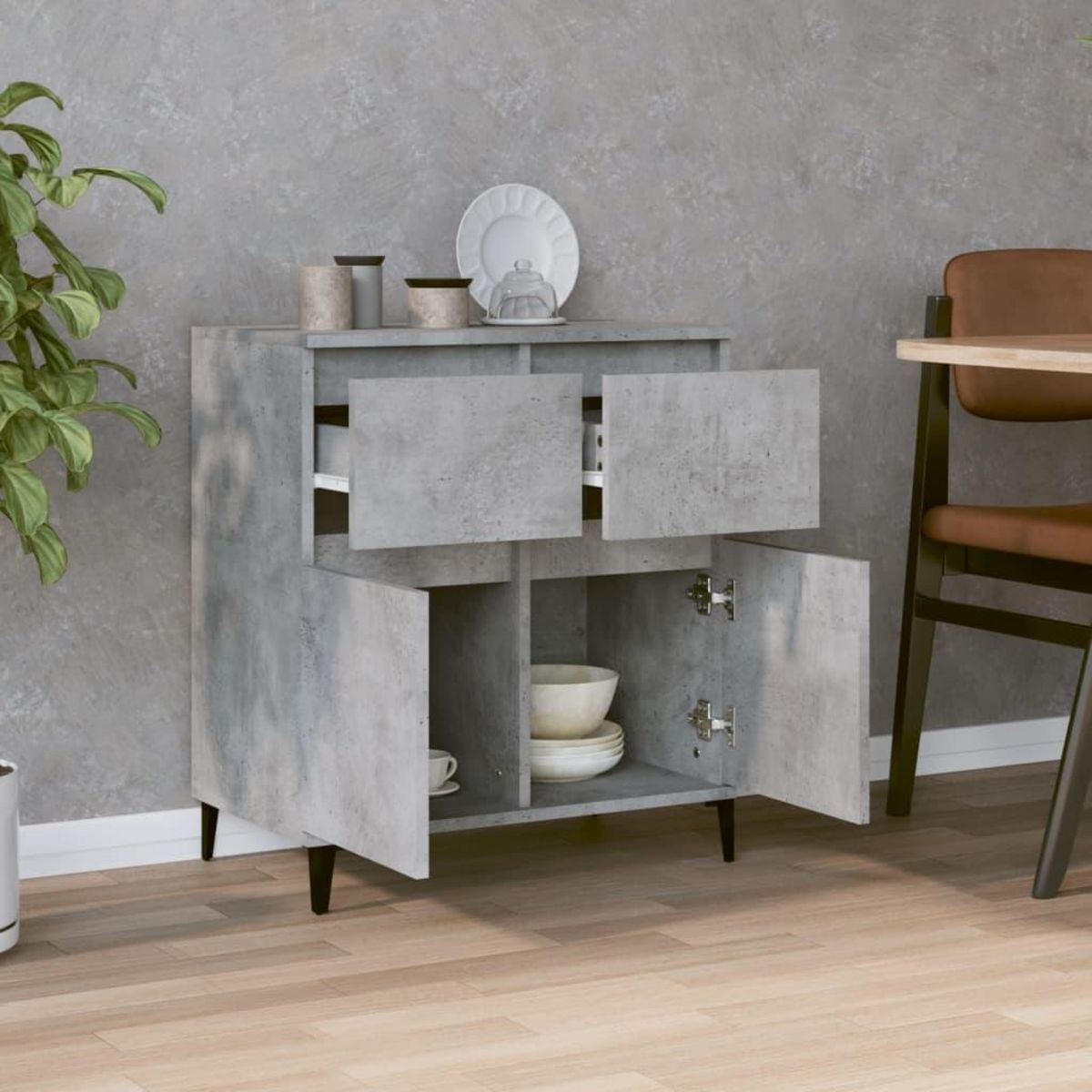 VIDAXL Buffet Gris beton 60x35x70 cm Bois d'ingenierie