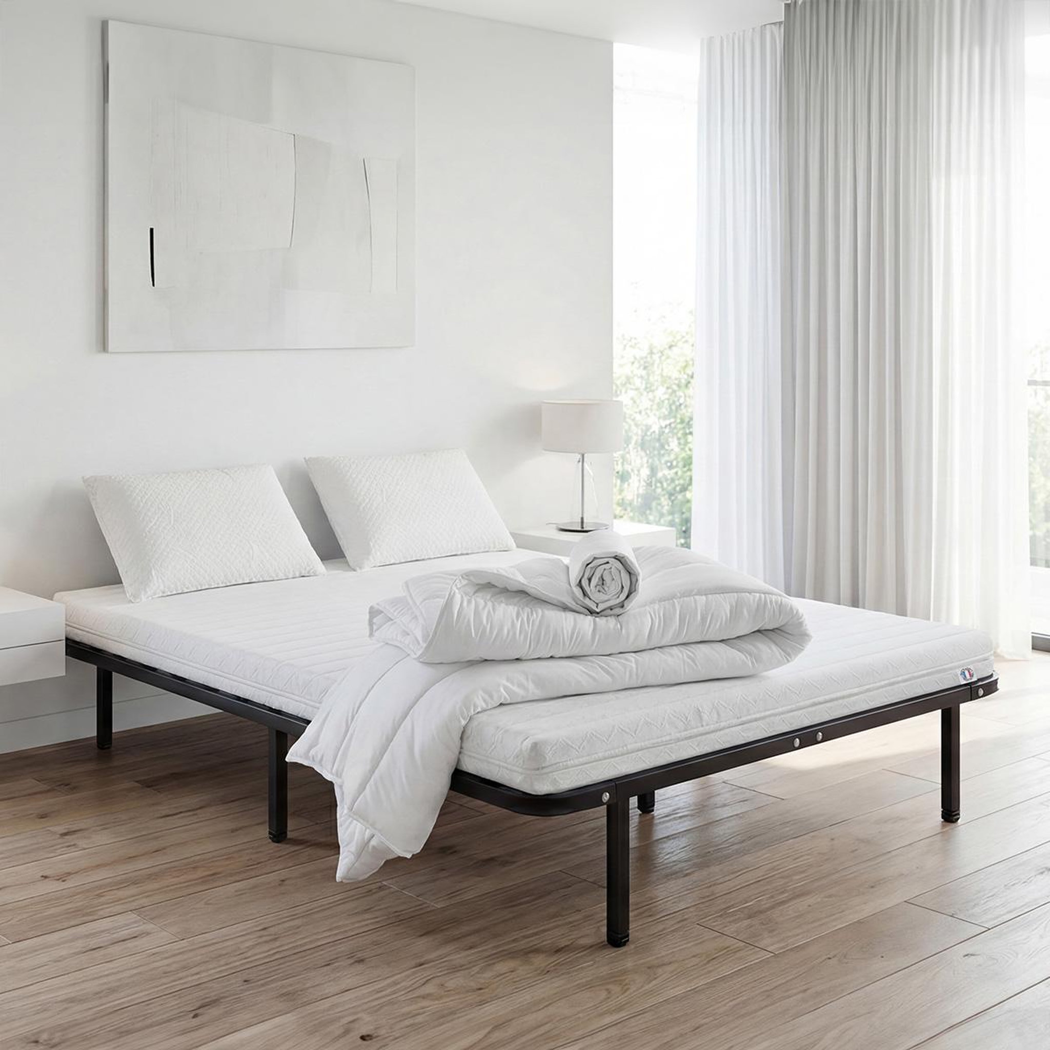 Voir la diapositive 3 : OLYMPE LITERIE Olympe literie | pack prêt à dormir egio | matelas latex like + sommier métal + accessoires