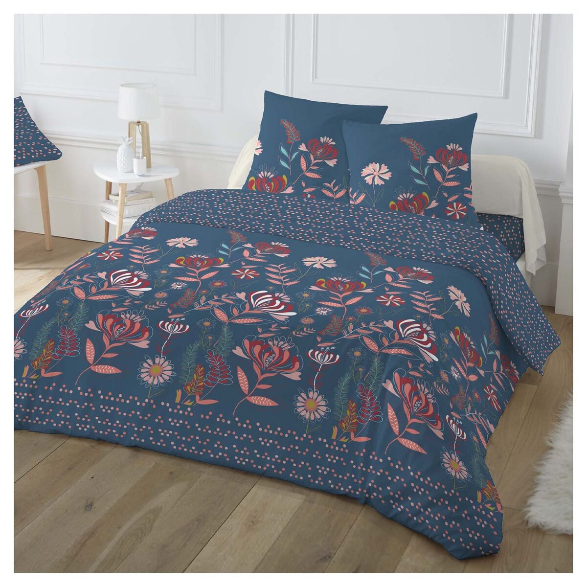 Parure housse de couette fantaisie en coton 51 fils TANIA