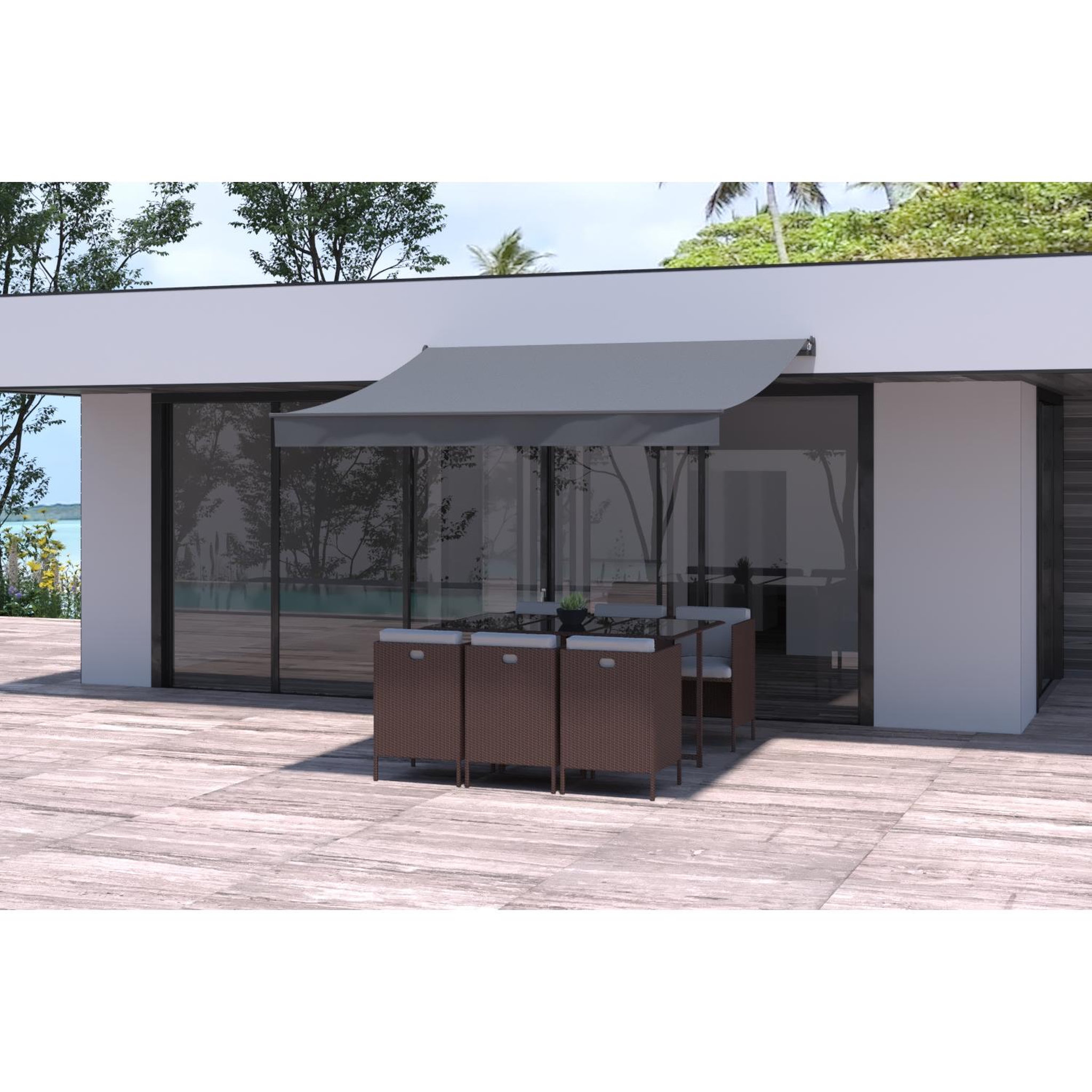 Voir la diapositive 2 : CONCEPT USINE Store banne manuel 3 x 25 m gris adro