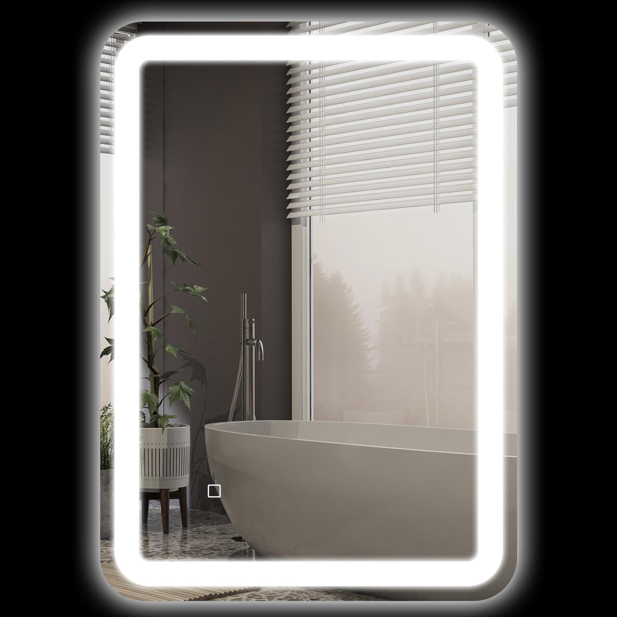 HOMCOM Miroir lumineux led 35w antibué réglable interrupteur tactile dim. 50l x 4p x 70h cm