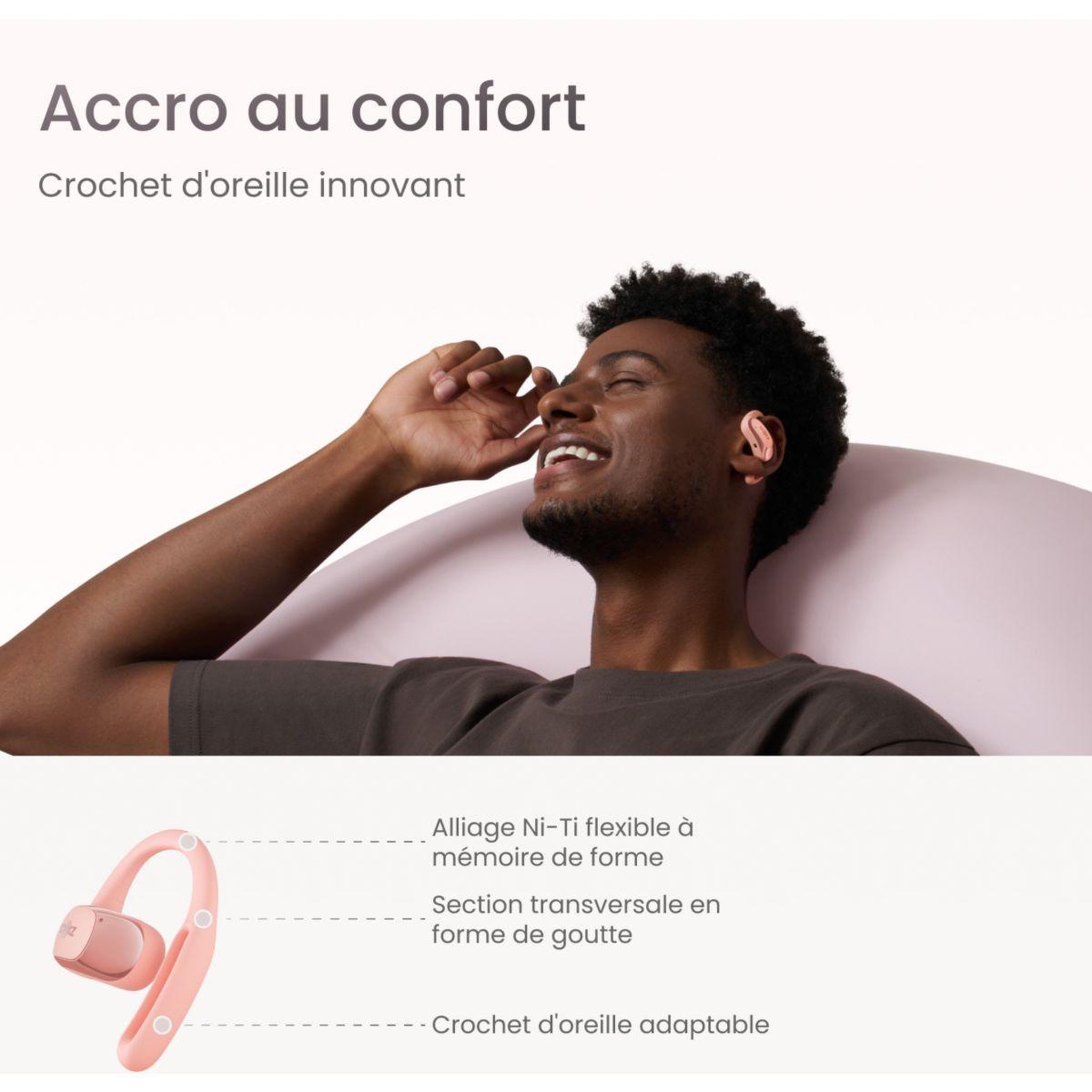 Voir la diapositive 3 : SHOKZ Ecouteurs OpenFit Air Rose