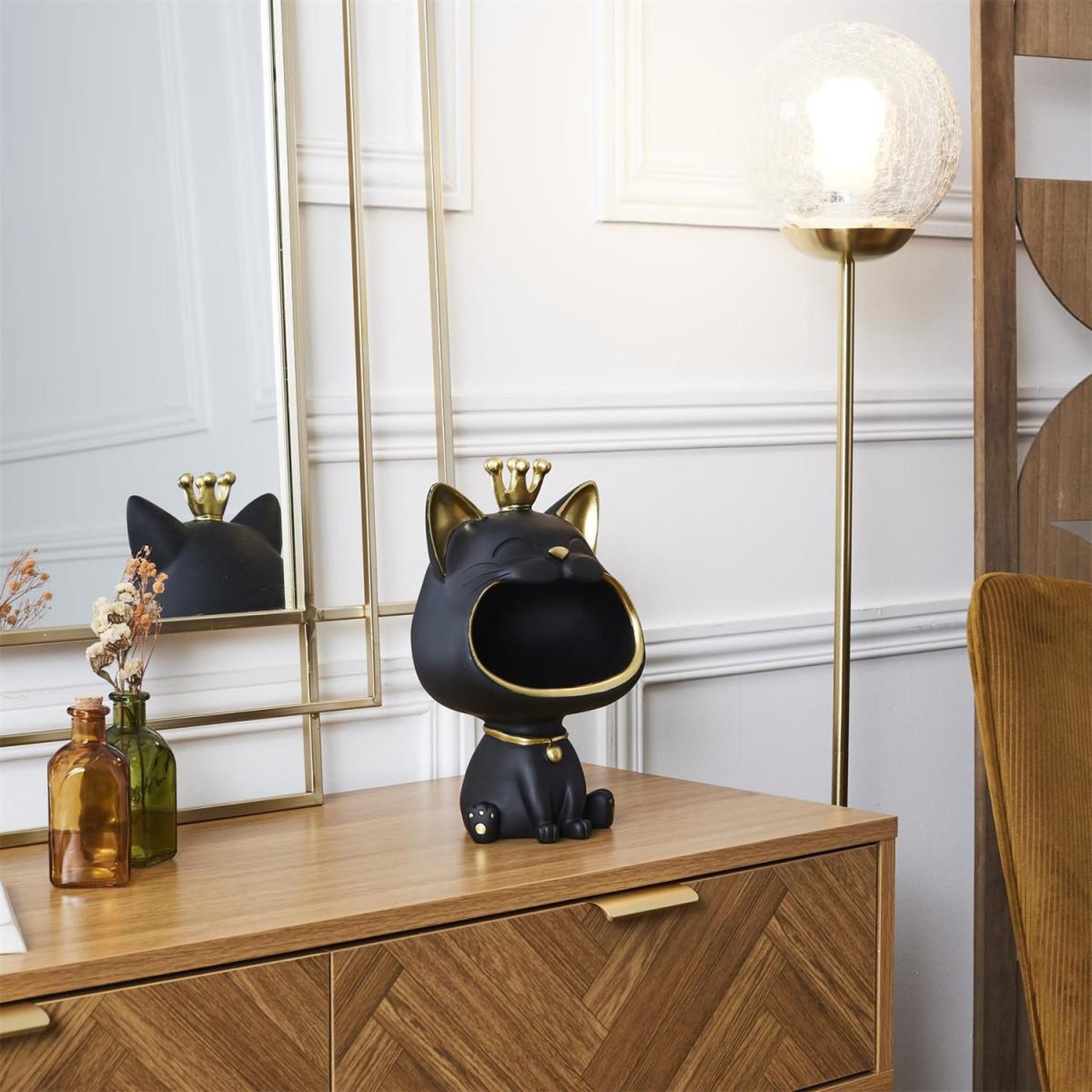 Voir la diapositive 4 : The Home Deco Factory Vide-poche statue  chat  25cm noir