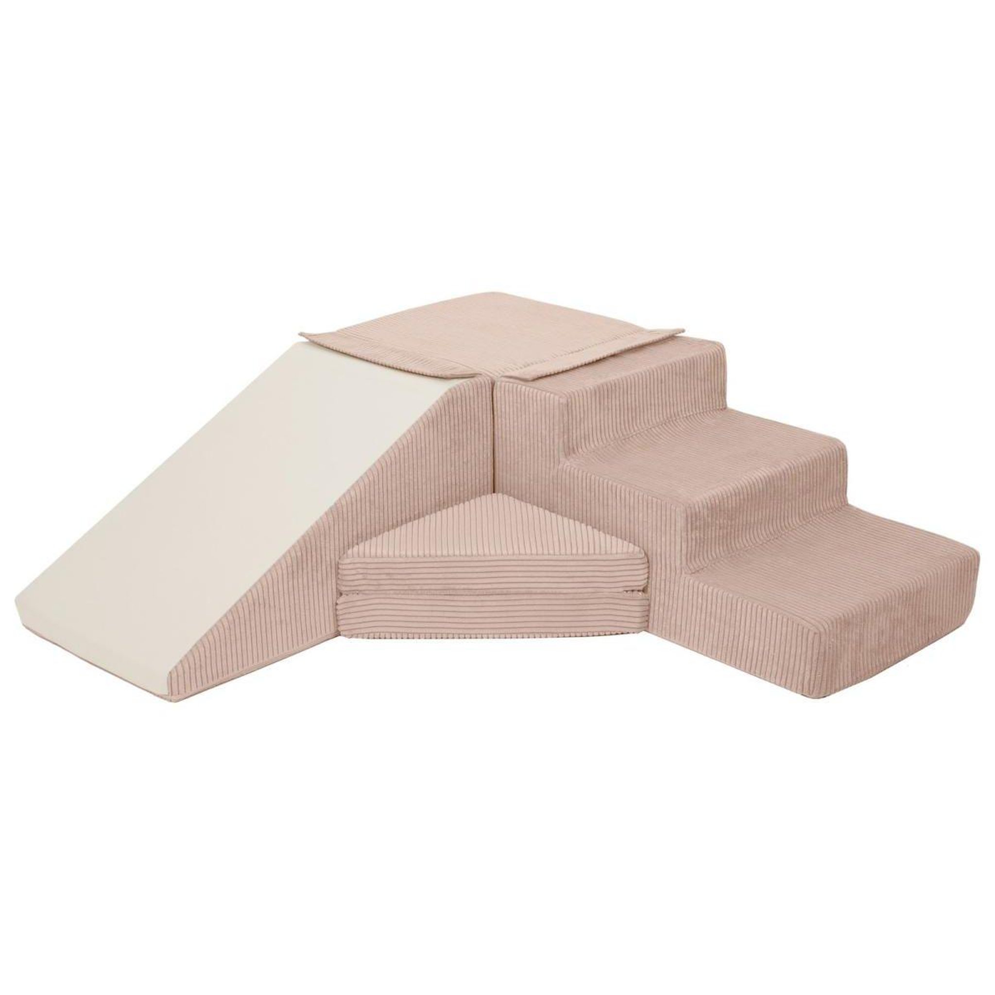 Voir la diapositive 3 : VELINDA Ensemble toboggan (4 grands blocs de mousse) — rose clair (velours côtelé)