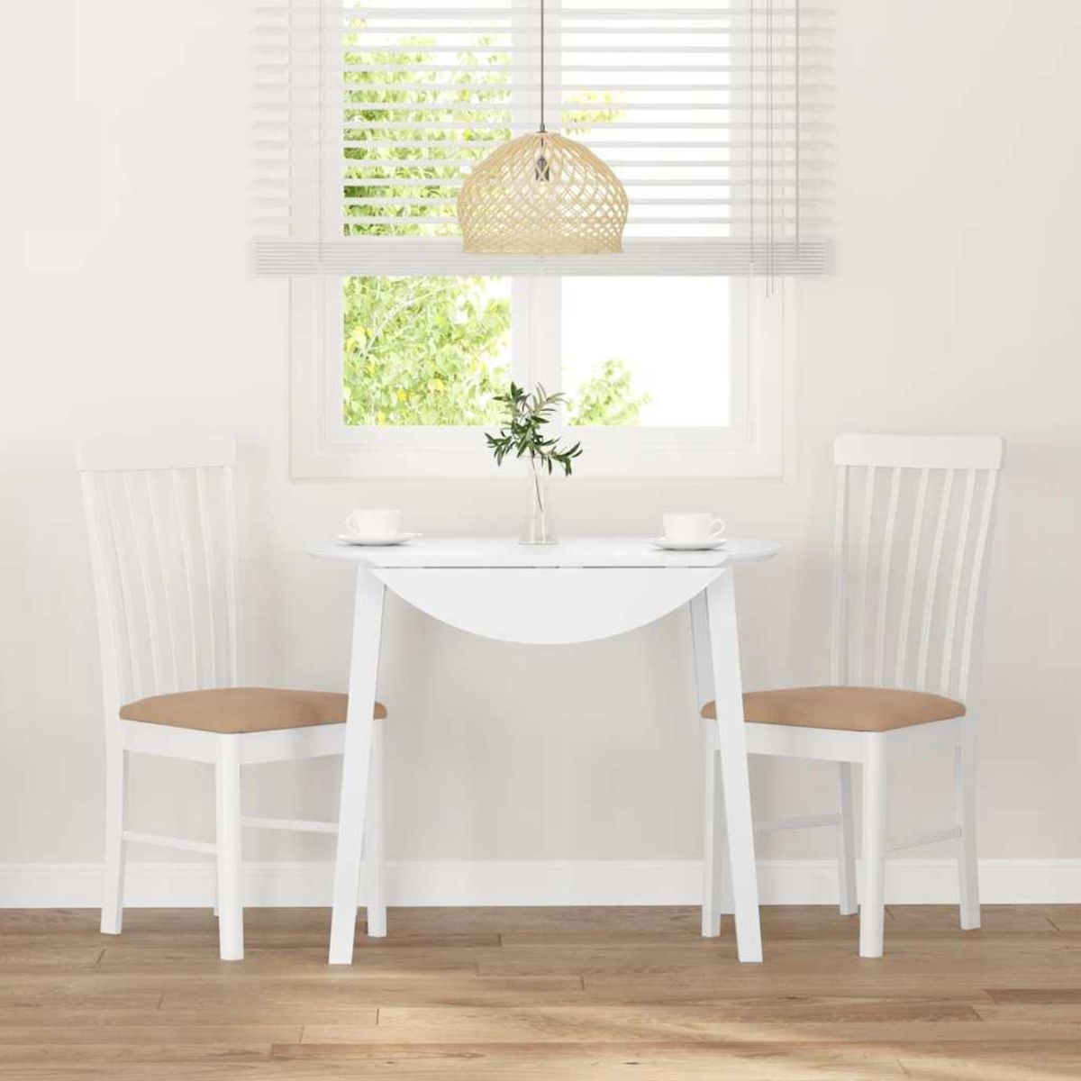 VIDAXL Chaises a manger coussins 2 pcs blanc bois massif caoutchouc