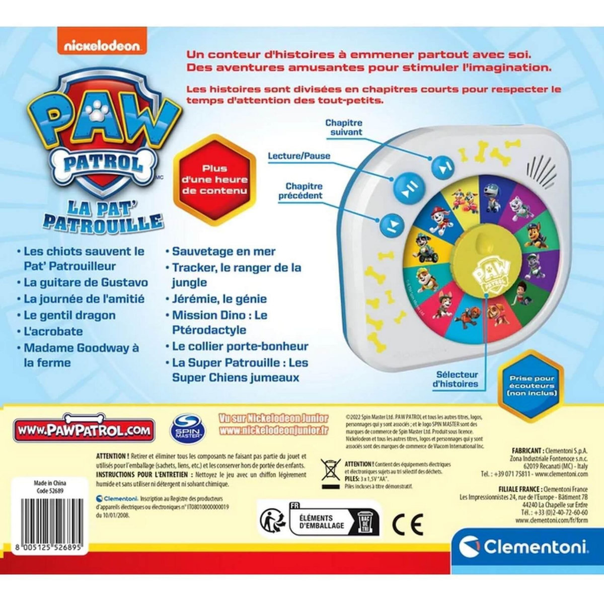 CLEMENTONI Conteuse d'histoires Clementoni Mon conteur d histoires Pat Patrouille