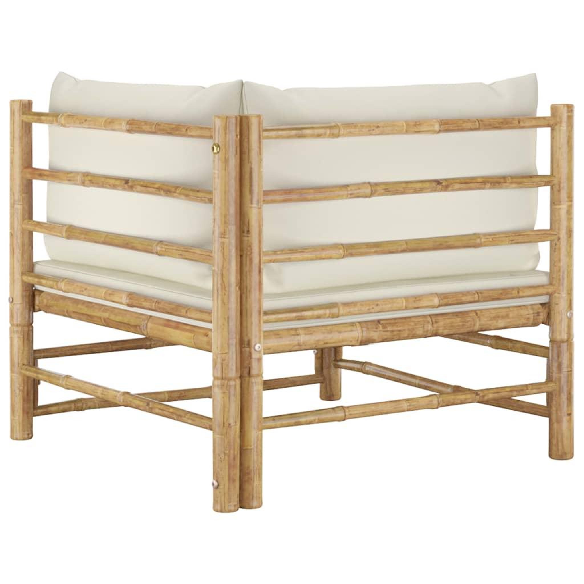 Voir la diapositive 5 : VIDAXL Salon de jardin 2 pcs avec coussins blanc creme bambou