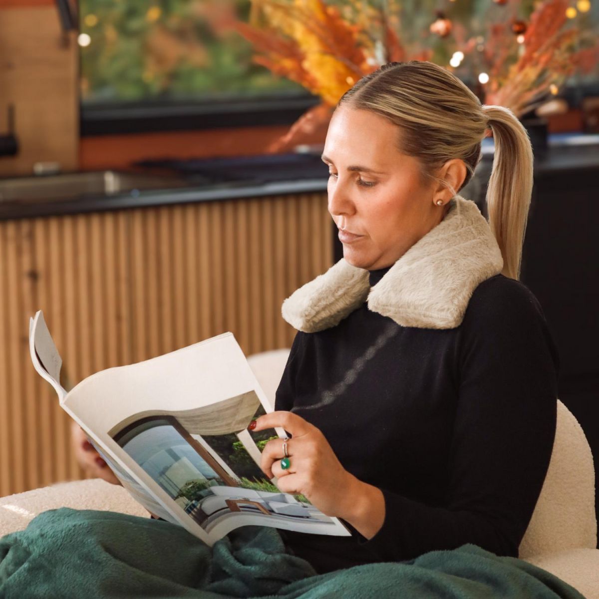 VIVEZEN Coussin, tour de cou chauffant 50 x 12 cm - Cosy - Beige