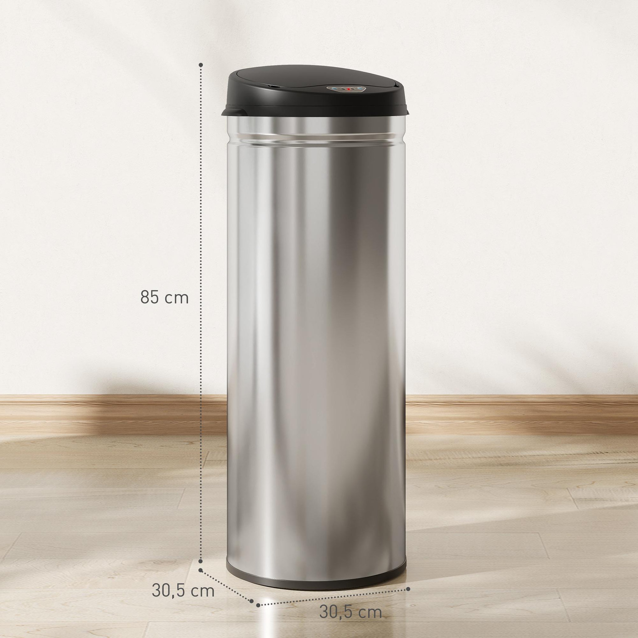 Voir la diapositive 3 : HOMCOM Poubelle automatique 50l capteur de mouvement acier inox brossé