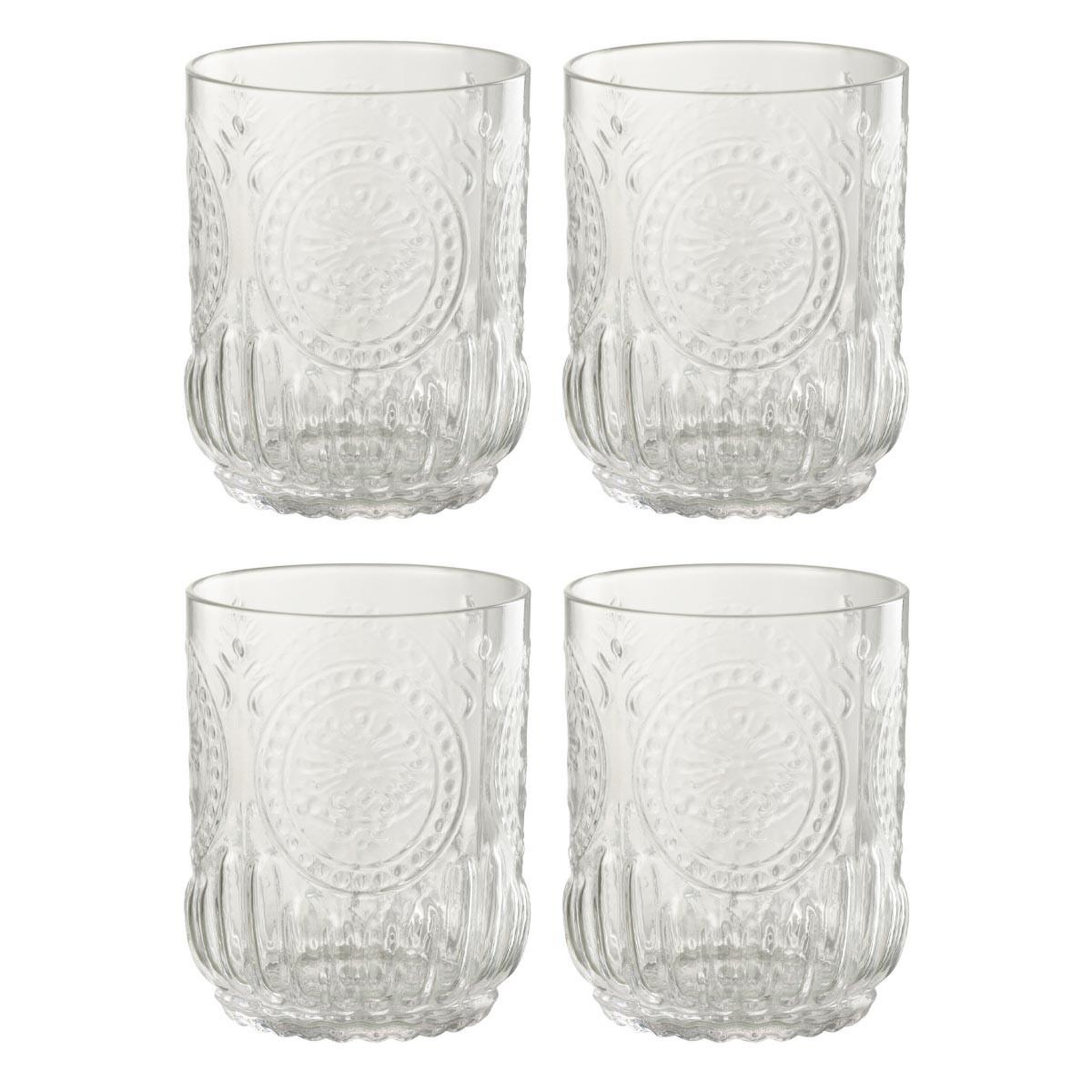 J-LINE Lot de 4 verres design  maya  32cl transparent