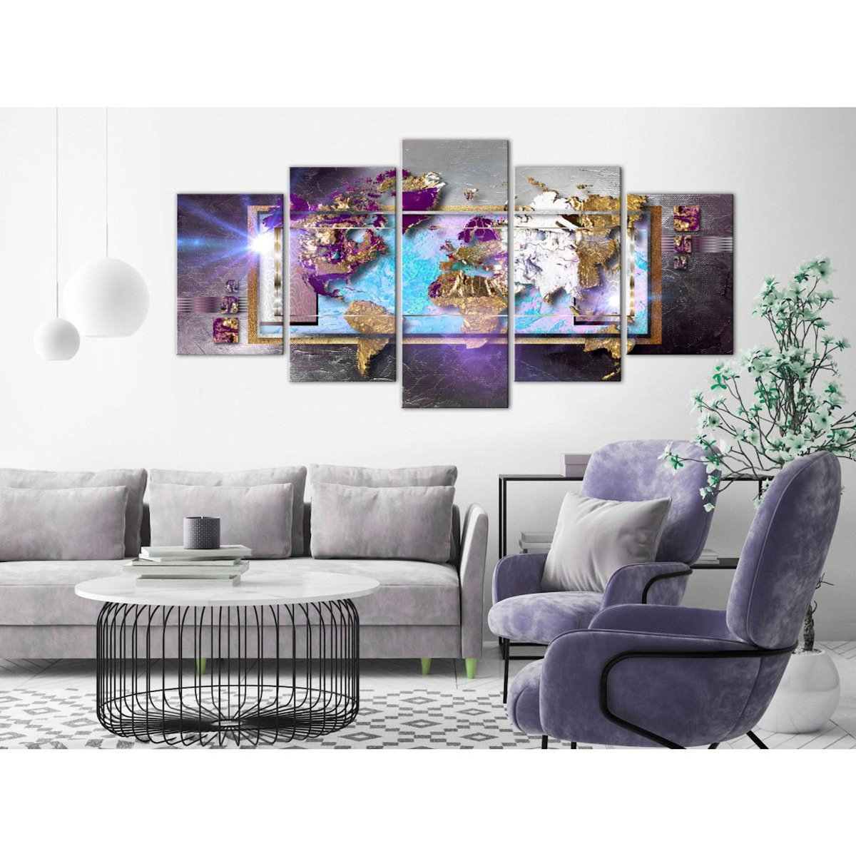 Paris Prix Tableau Imprimé 5 Panneaux  Abstract Map Wide