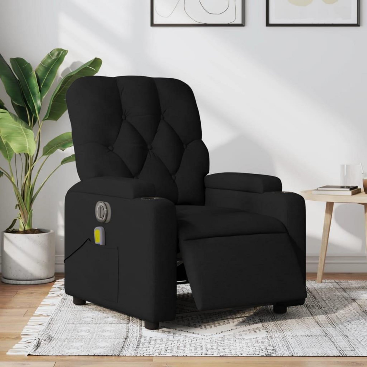 VIDAXL Fauteuil de massage inclinable electrique Noir Tissu