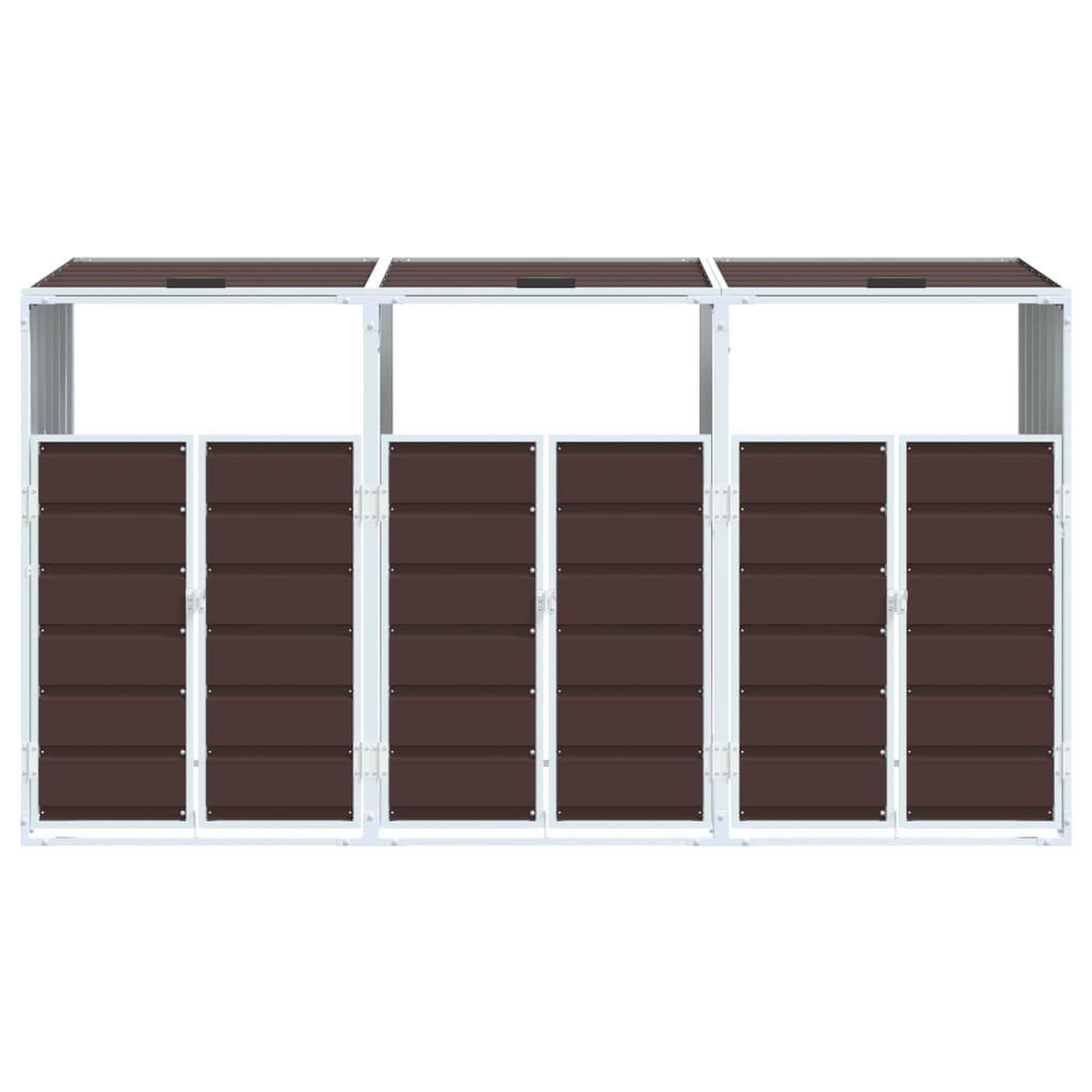 Voir la diapositive 5 : VIDAXL Rangement a roulettes pour poubelles pour trois bacs acier