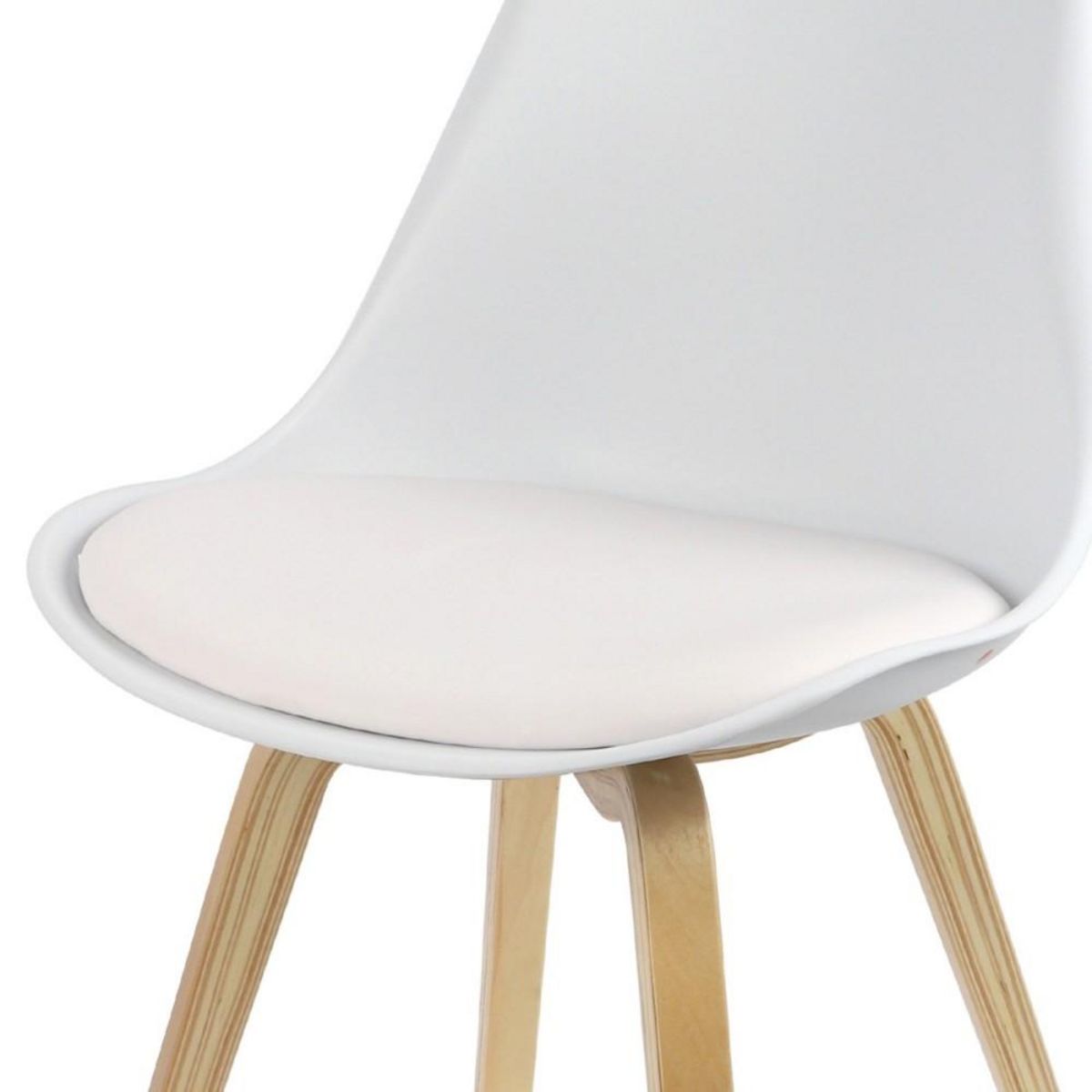 FORNORD Chaise scandinave blanche avec coussin