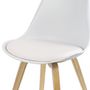 Voir la diapositive 2 : FORNORD Chaise scandinave blanche avec coussin