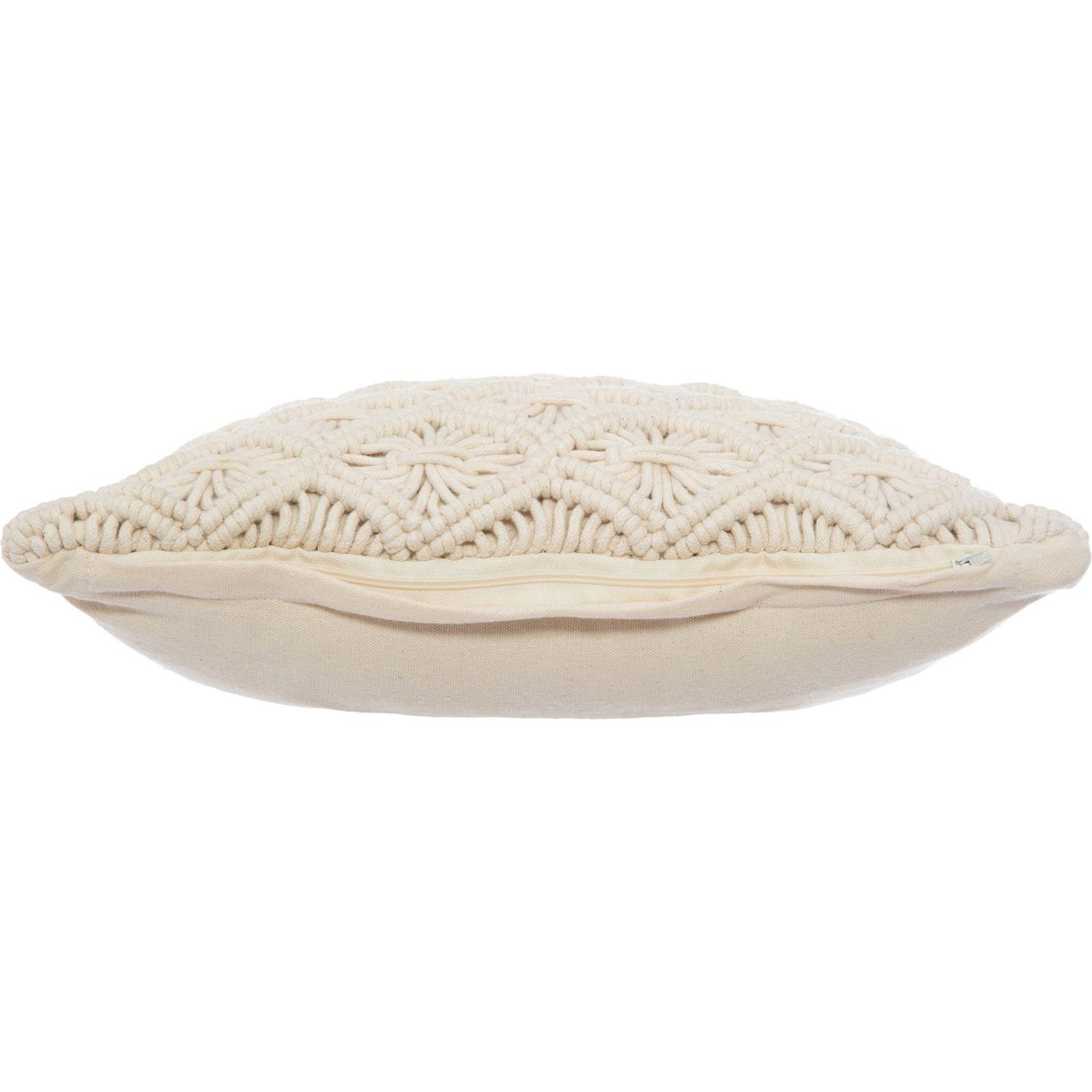 Voir la diapositive 4 : ATMOSPHERA Coussin design ethnique macramé eté indien - l. 40 x l. 40 cm - beige