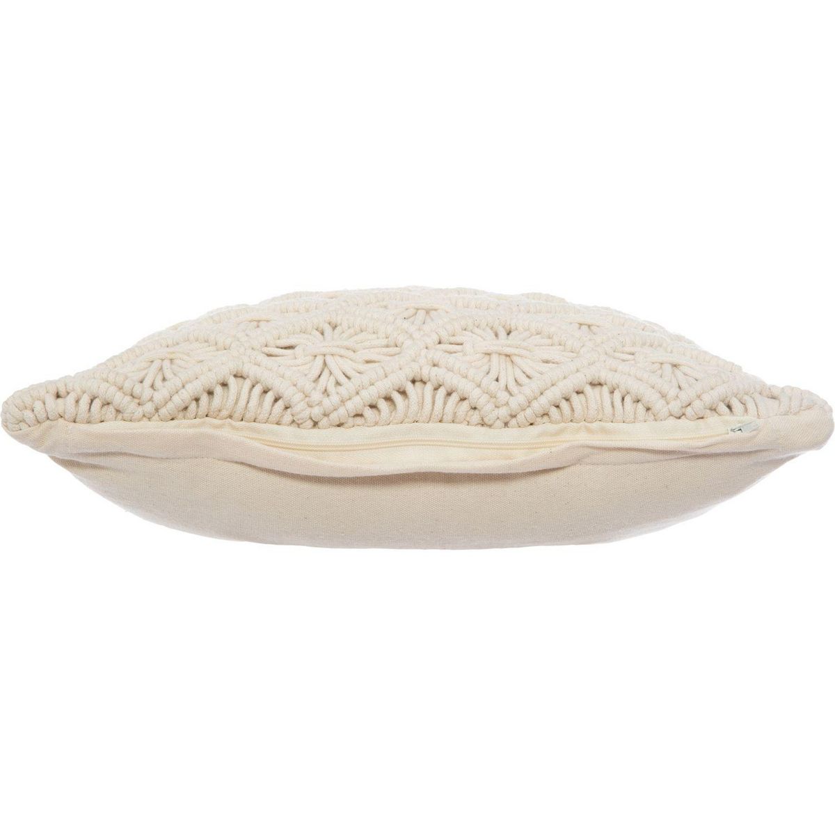 ATMOSPHERA Coussin design ethnique macramé Eté Indien - L. 40 x l. 40 cm - Beige