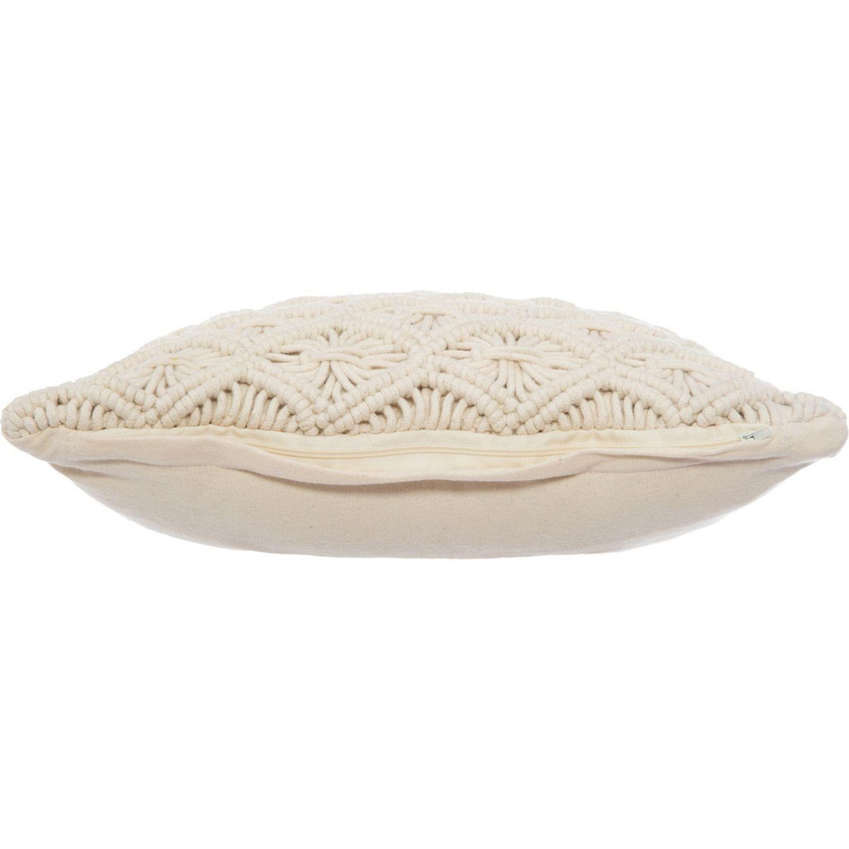 ATMOSPHERA Coussin design ethnique macramé Eté Indien - L. 40 x l. 40 cm - Beige