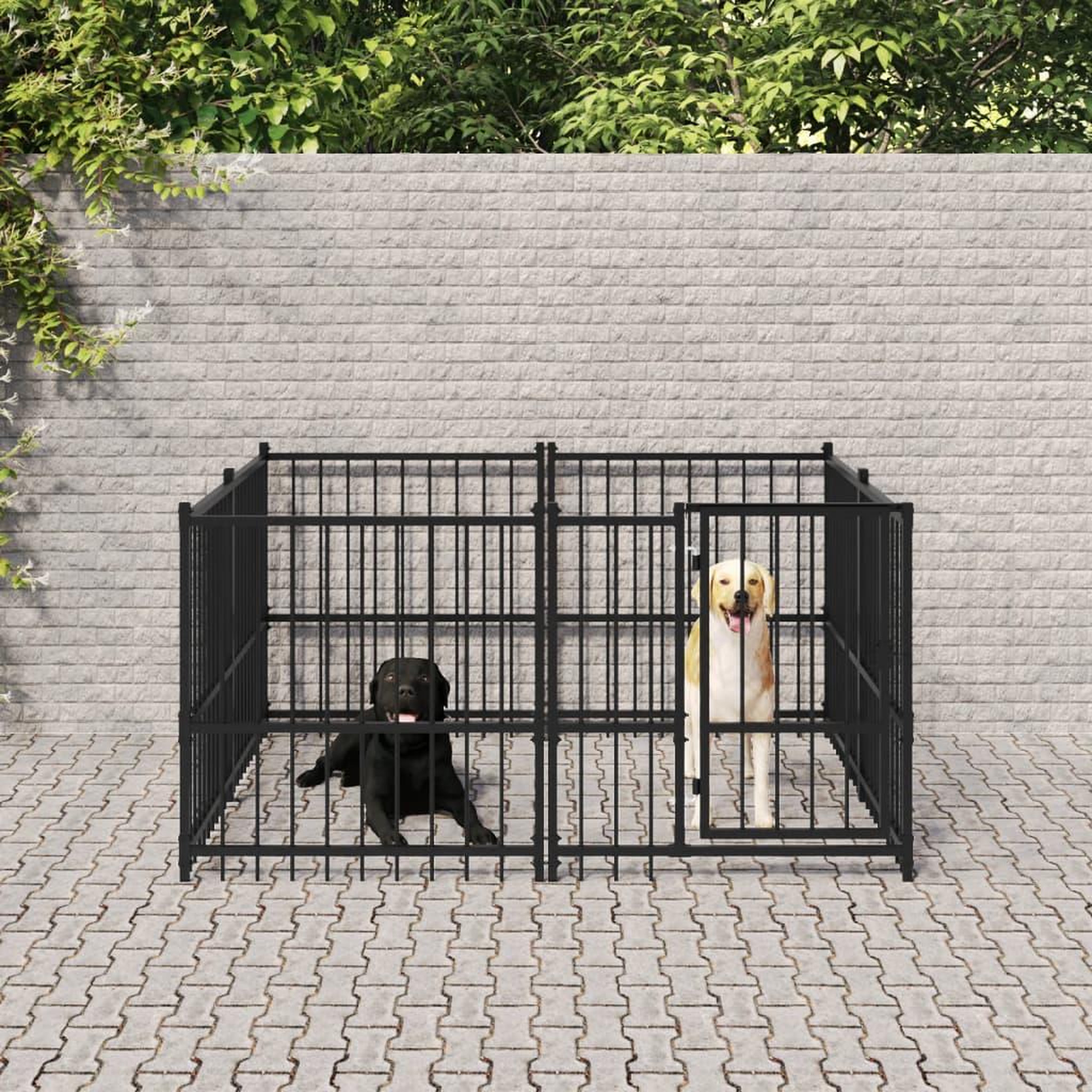 Voir la diapositive 1 : VIDAXL Chenil d'exterieur pour chiens Acier 3,75 m^2