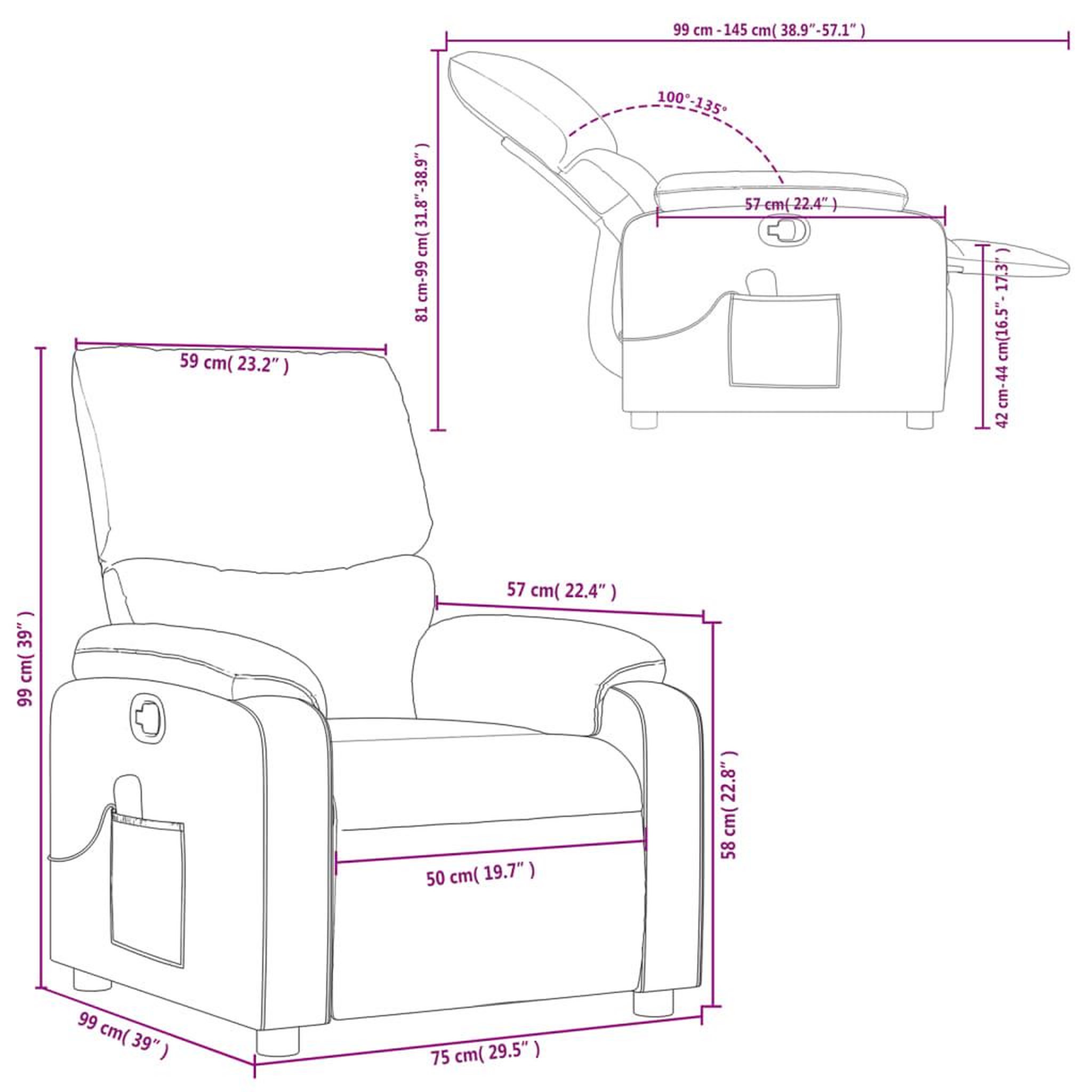 Voir la diapositive 6 : VIDAXL Fauteuil de massage inclinable Rouge bordeaux Tissu