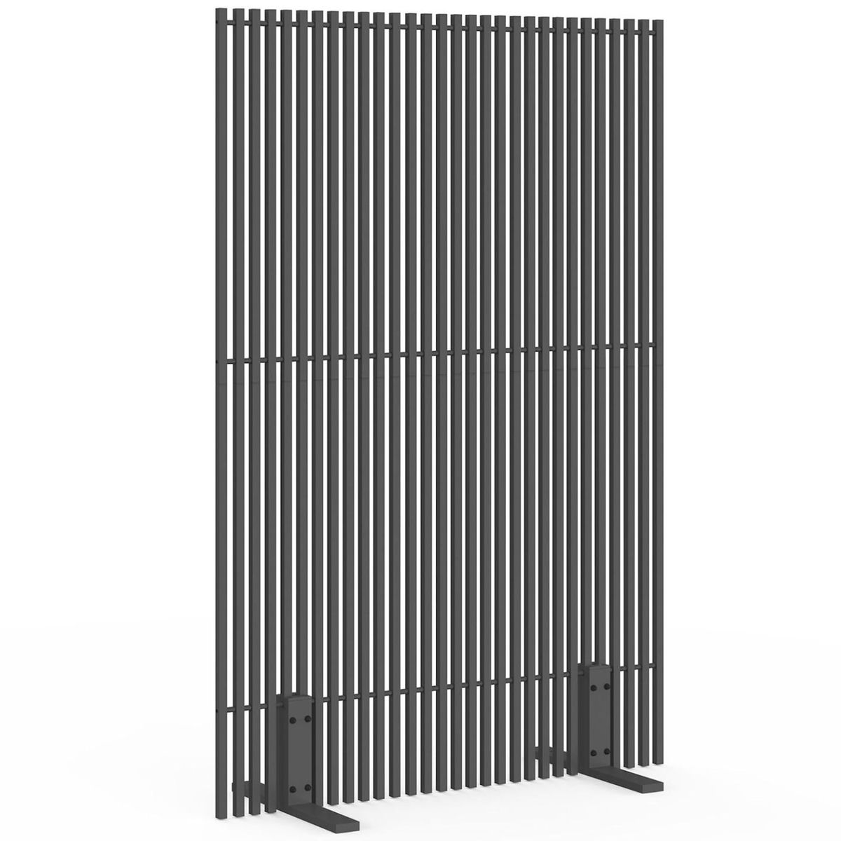 ID MARKET Paravent extérieur ajouré claustra décoratif 120 x 180 cm persiennes verticales métal gris anthracite