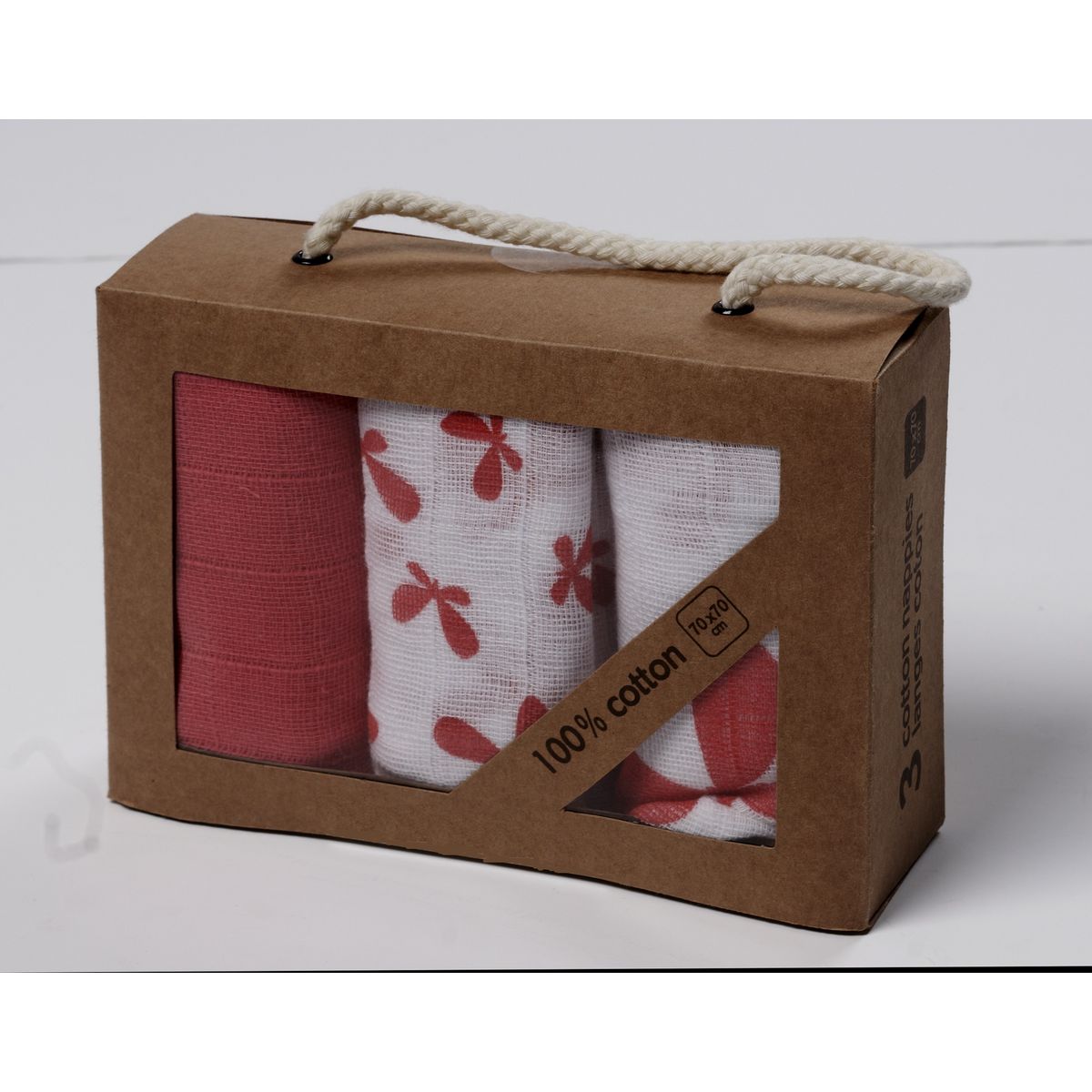 Boîte cadeau avec 3 langes imprimés