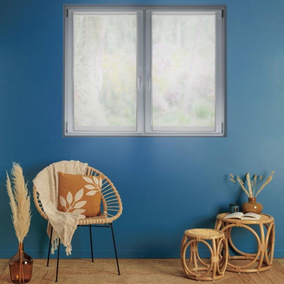 ATMOSPHERA Lot de 2 Rideaux Voilage  Moly  60x90cm Blanc
