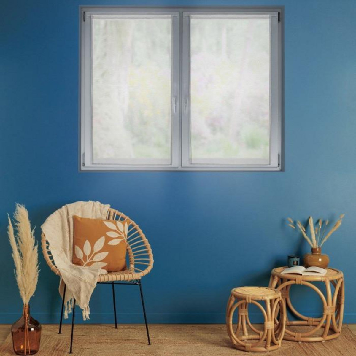 ATMOSPHERA Lot de 2 Rideaux Voilage  Moly  60x90cm Blanc