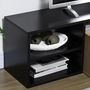 Voir la diapositive 6 : HOMCOM Meuble TV réversible design contemporain porte abattante 2 compartiments 4 niches MDF aspect chêne clair noir